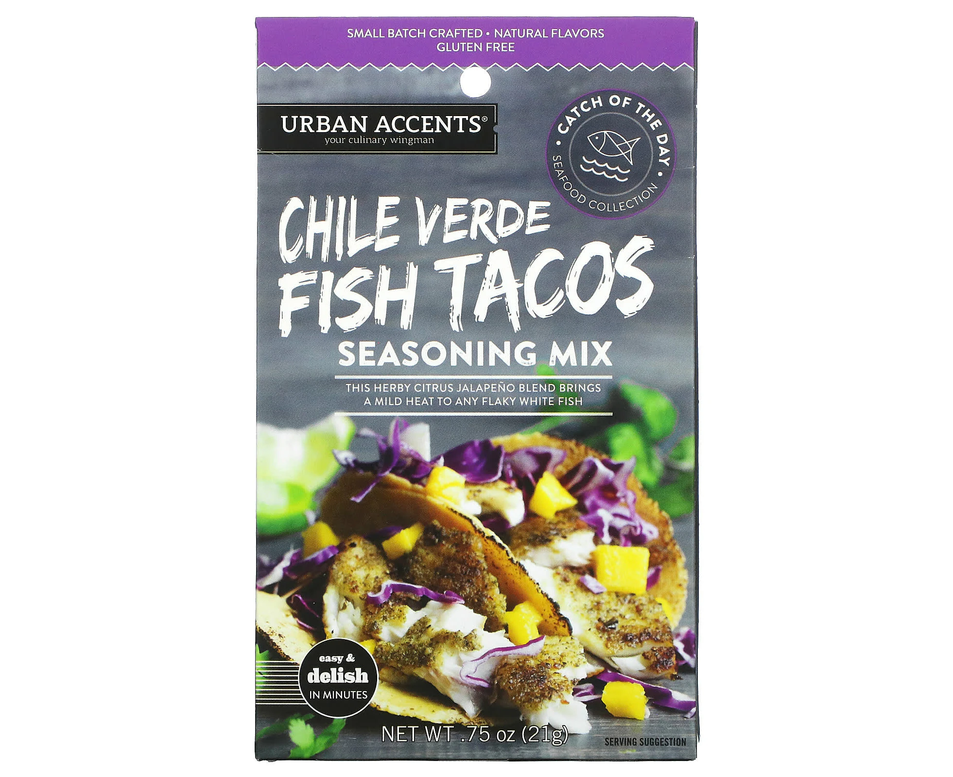 Urban Accents, Chile Verde Fish Tacos Seasoning Mix, 0.75 oz (21 g)