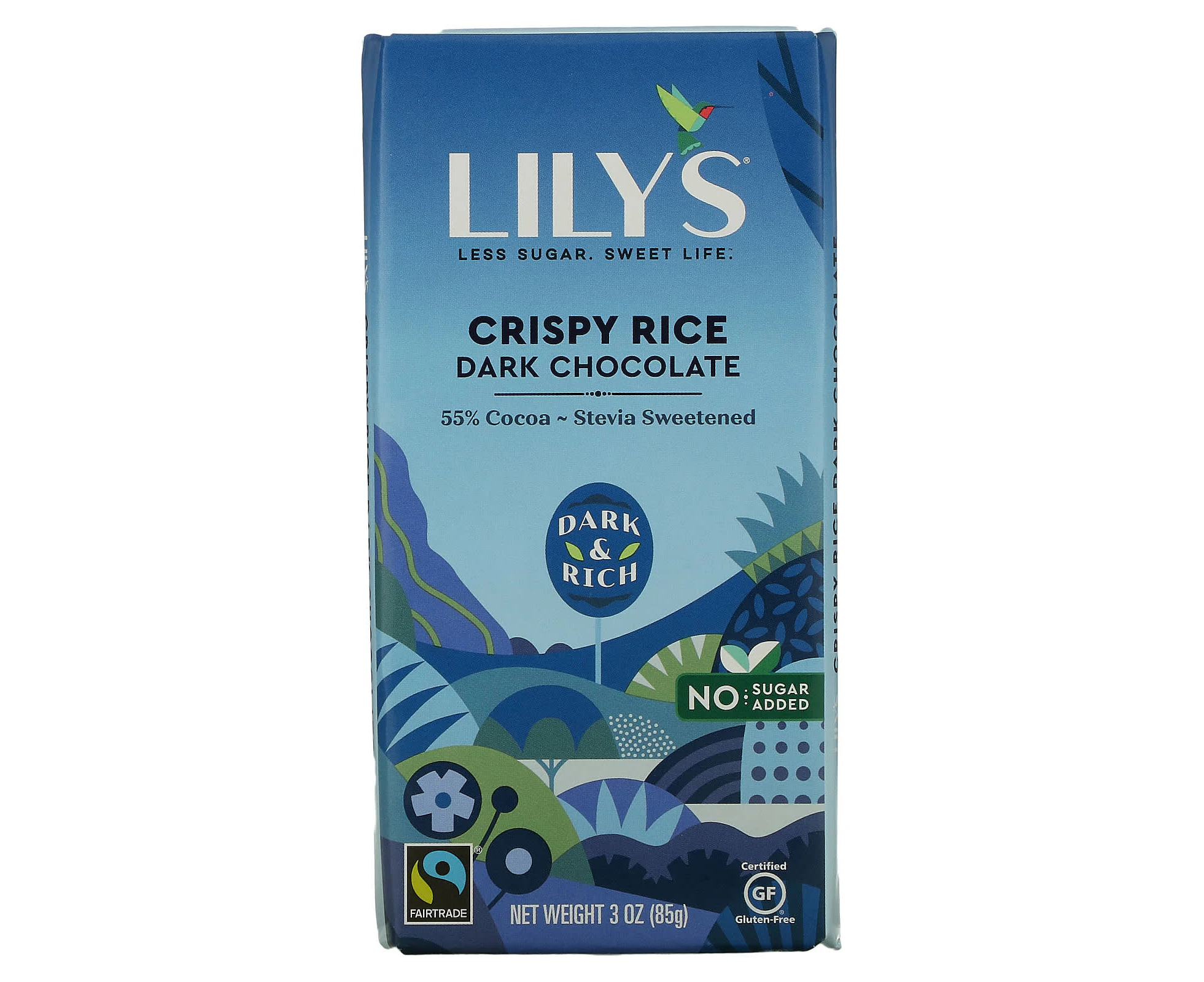 Lily's Sweets, Dark Chocolate Bar, Crispy Rice, 55% Cocoa, 3 oz (85 g)