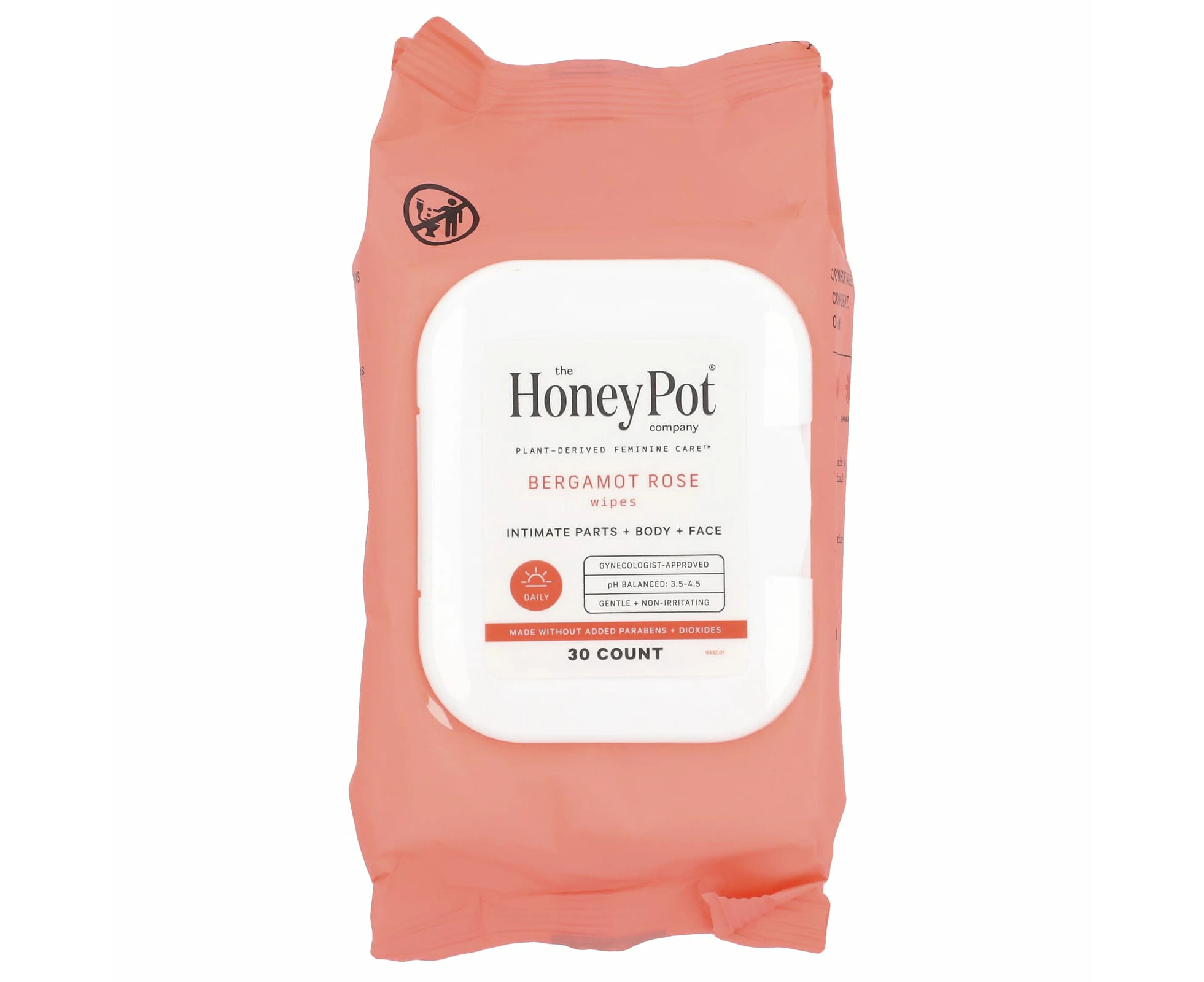 The Honey Pot Company, Wipes, Bergamot Rose, 30 Count