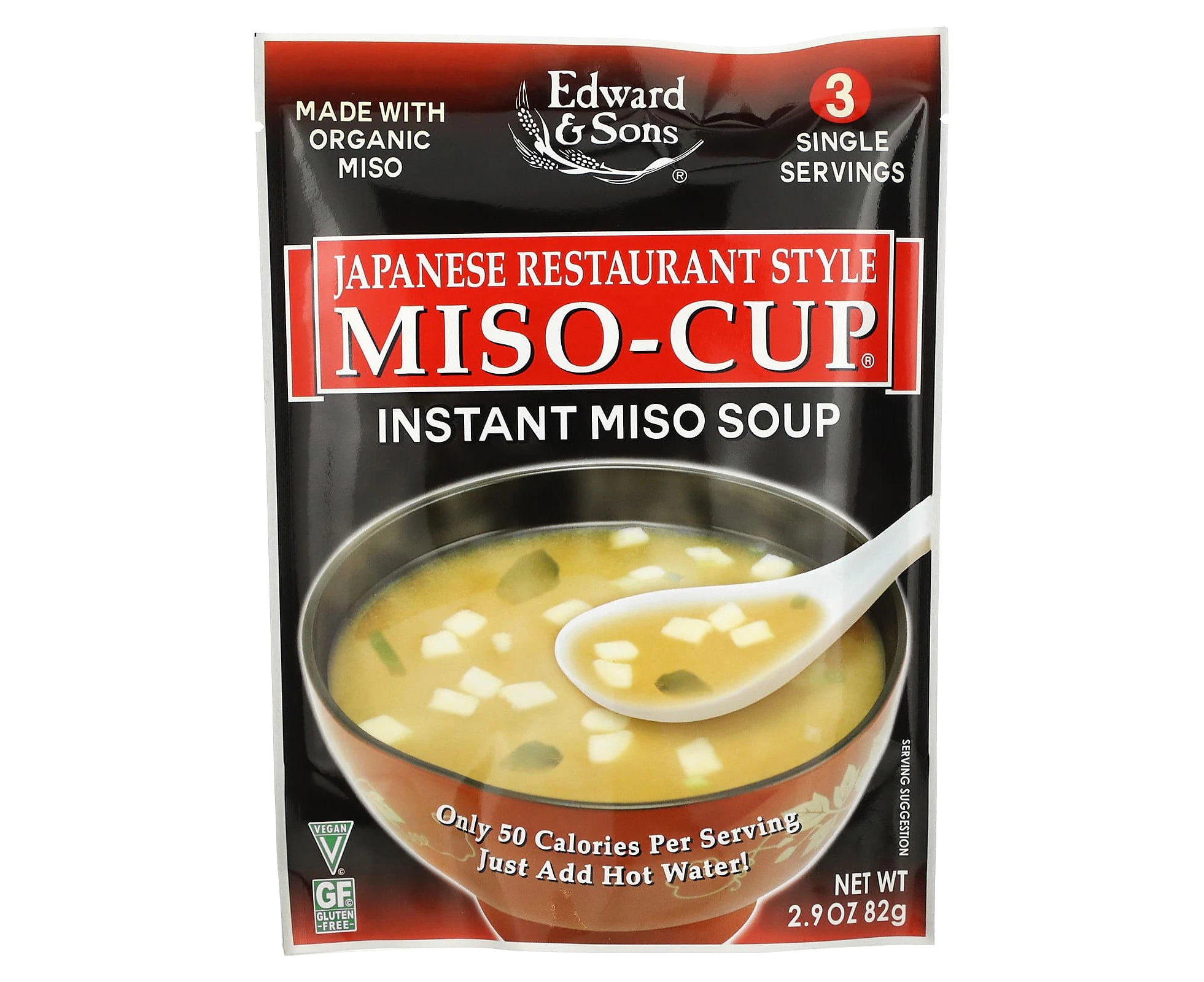 Edward & Sons, Miso-Cup, Japanese Restaurant Style, 3 Individual Servings, 2.9 oz (82 g)