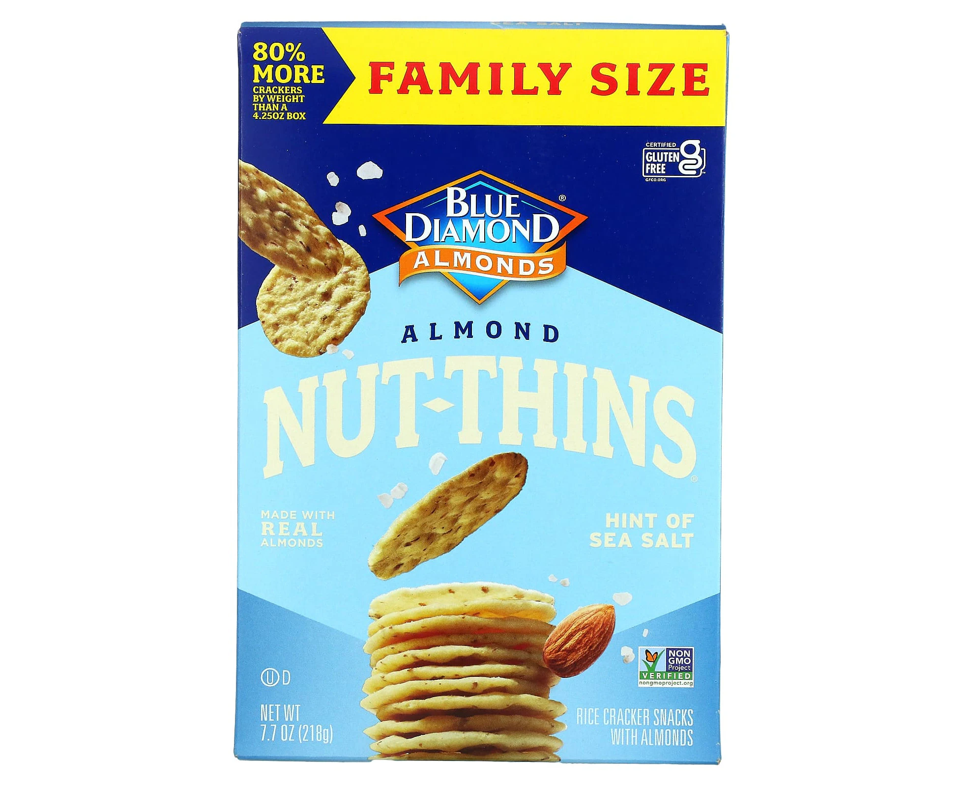 Blue Diamond, Almond Nut-Thins, Rice Cracker Snacks, Hint of Sea Salt, 7.7 oz (218 g)