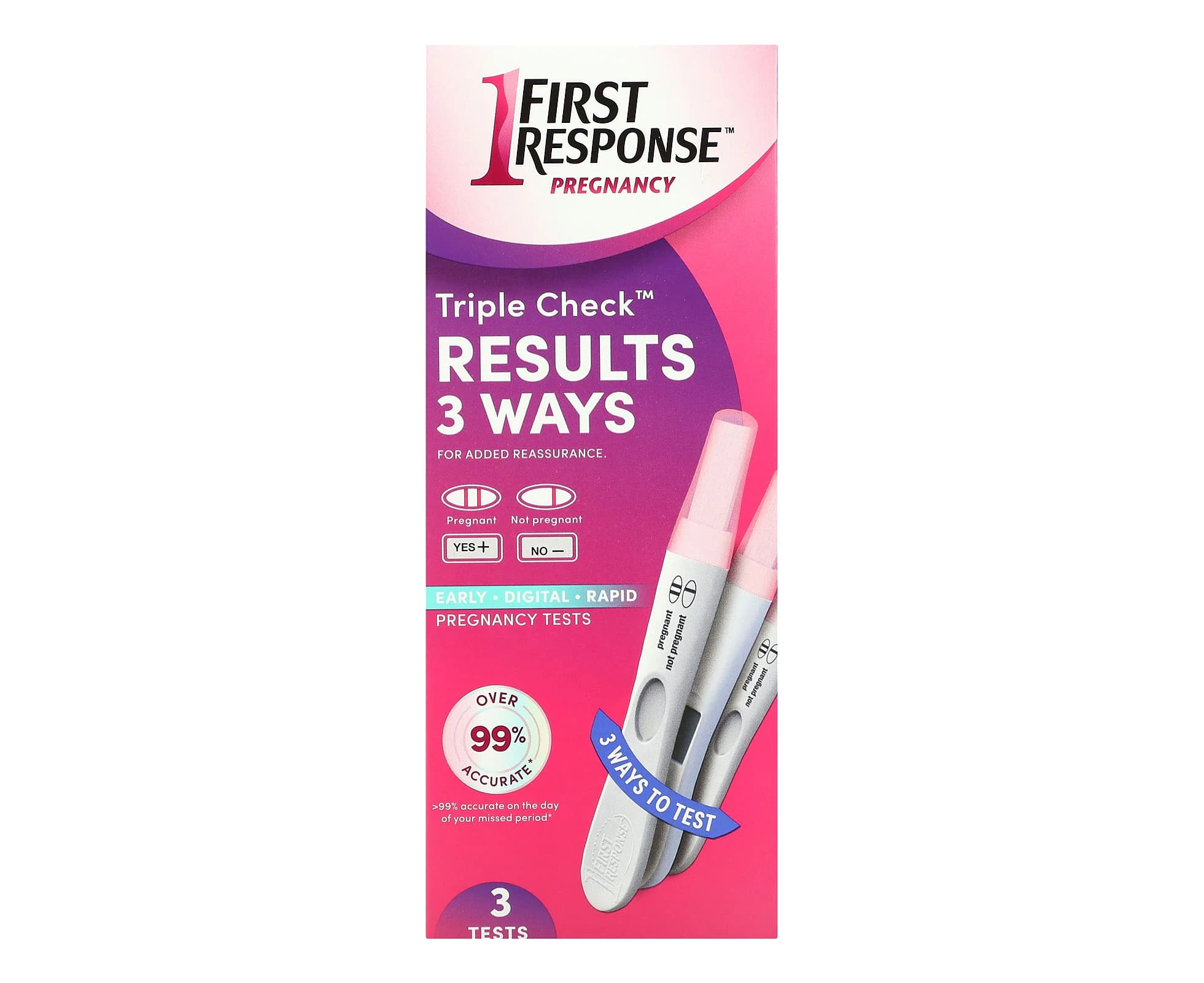 First Response, Triple Check Pregnancy Tests, 3 Tests