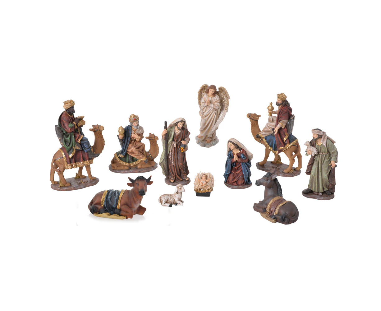 11pc Gibson Gifts Large Nativity Set Home/Living Room Ornament Decor Gold