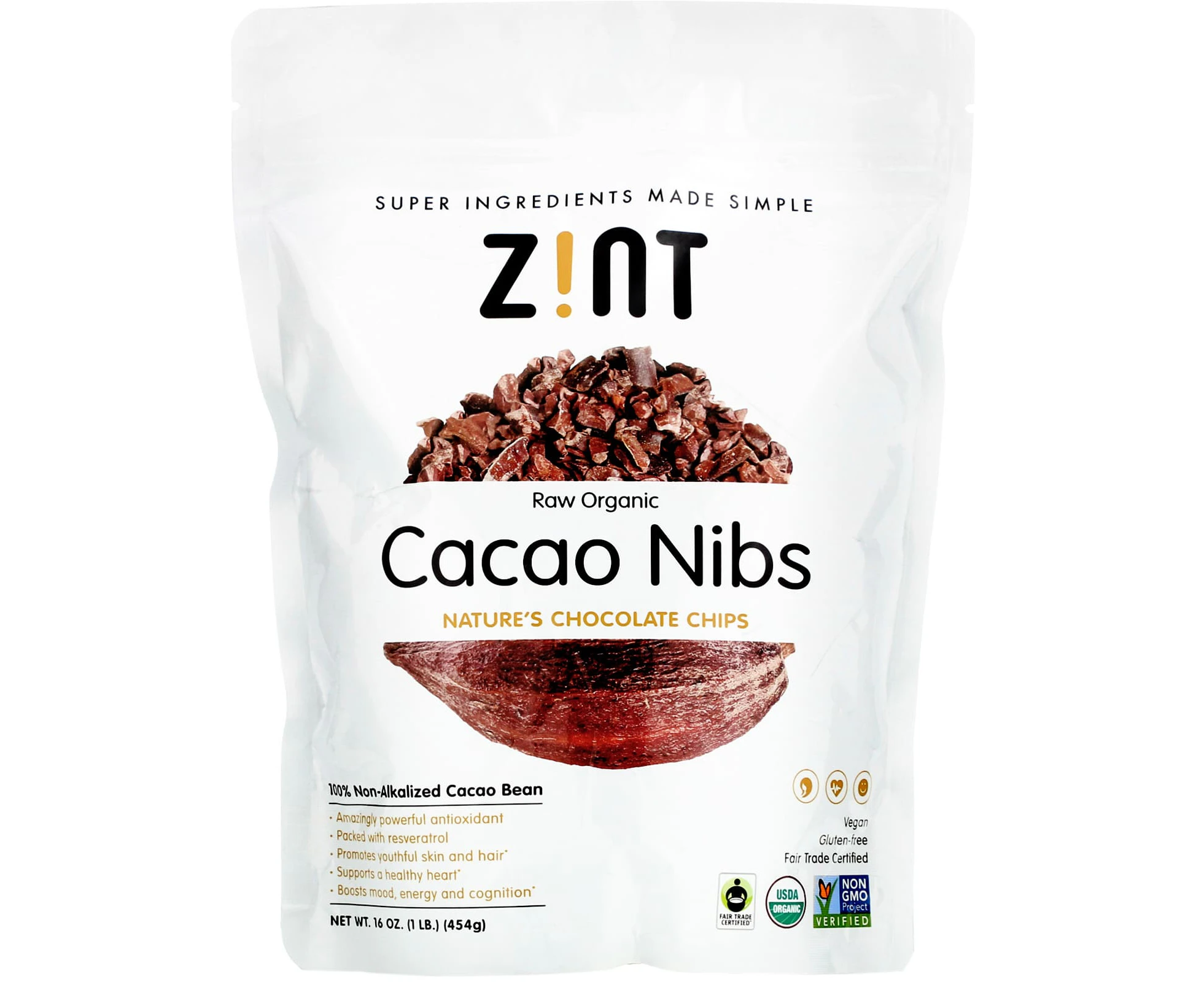 Zint, Raw Organic Cacao Nibs, 16 oz (454 g)