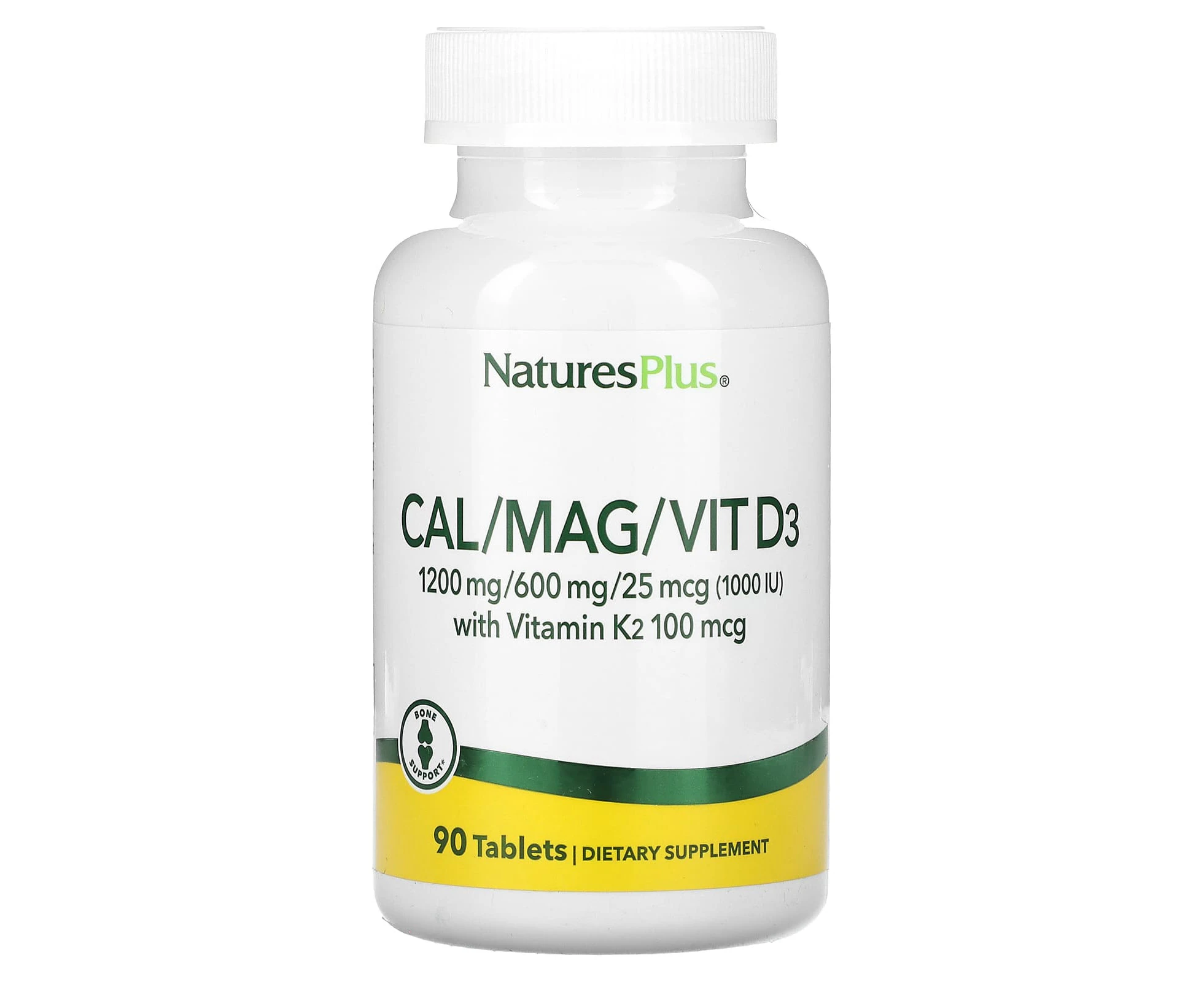 NaturesPlus, Cal/Mag/Vit D3 with Vitamin K2, 90 Tablets