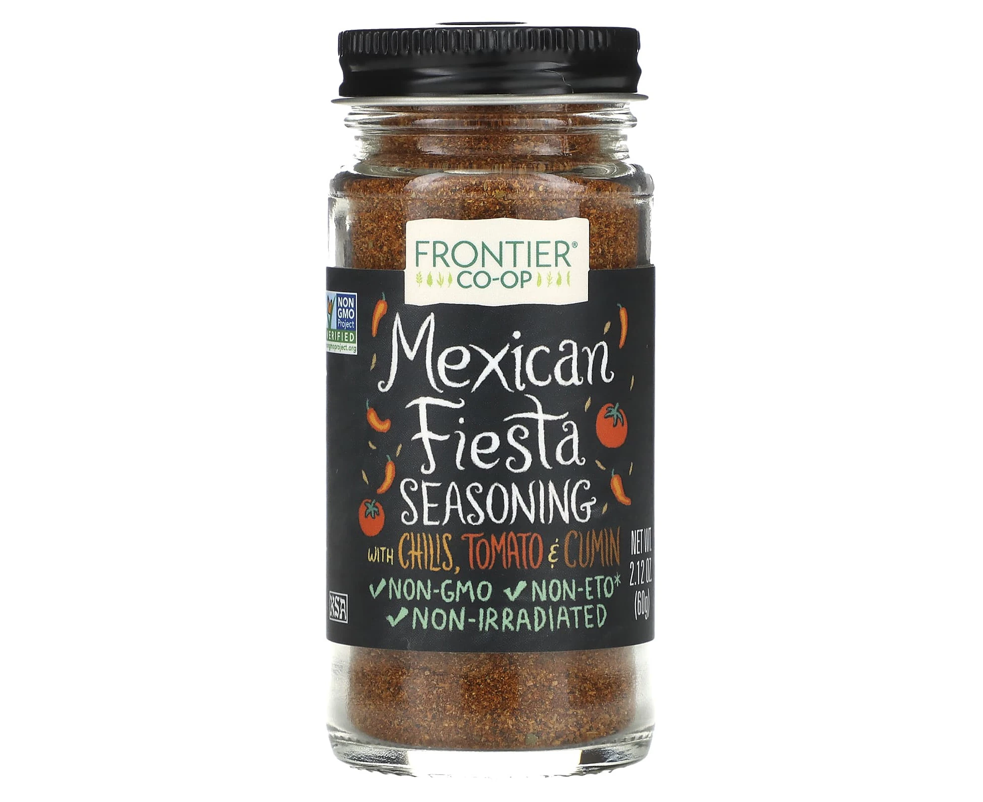 Frontier Co-op, Mexican Fiesta Seasoning, With Chilis, Tomato & Cumin, 2.12 oz (60 g)