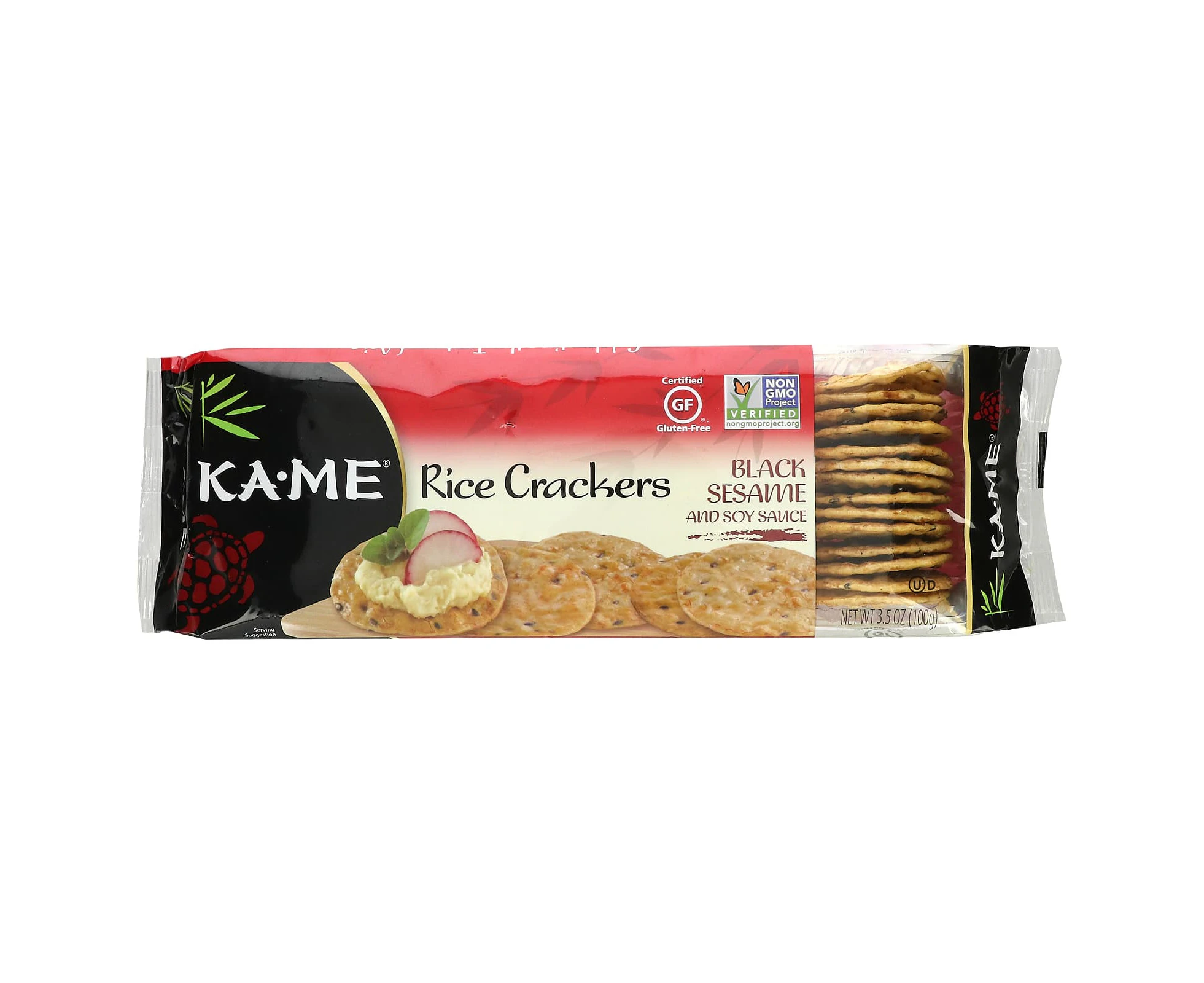 KA-ME, Rice Crackers, Black Sesame and Soy Sauce, 3.5 oz (100 g)