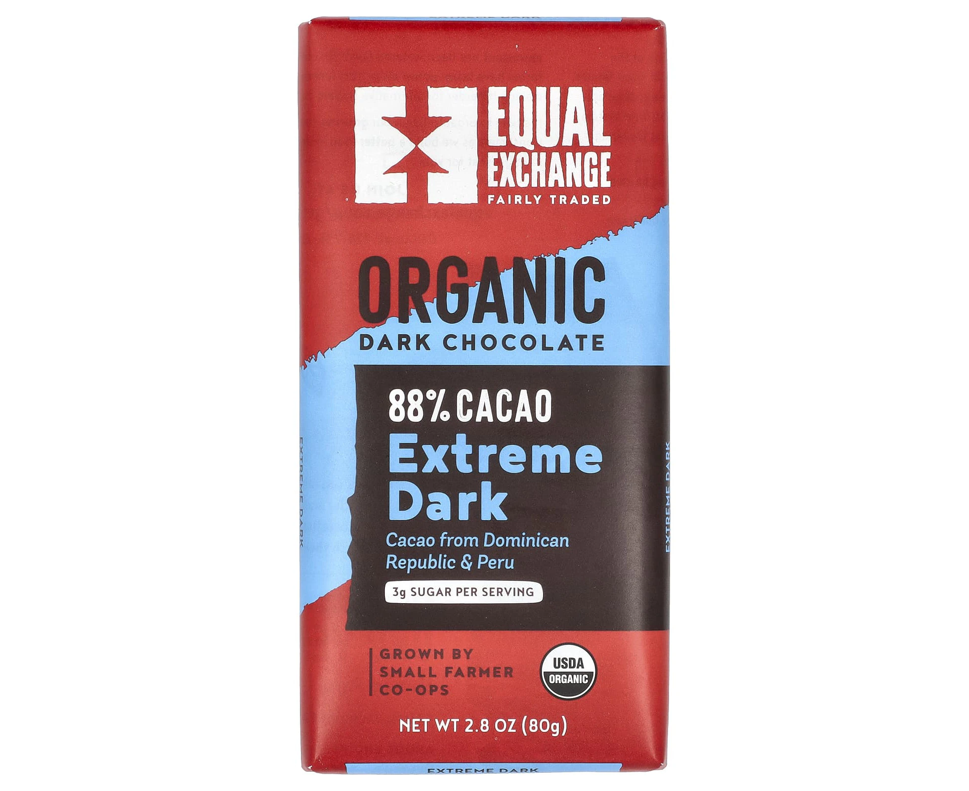 Equal Exchange, Organic Dark Chocolate, Extreme Dark, 88% Cacao, 2.8 oz (80 g)