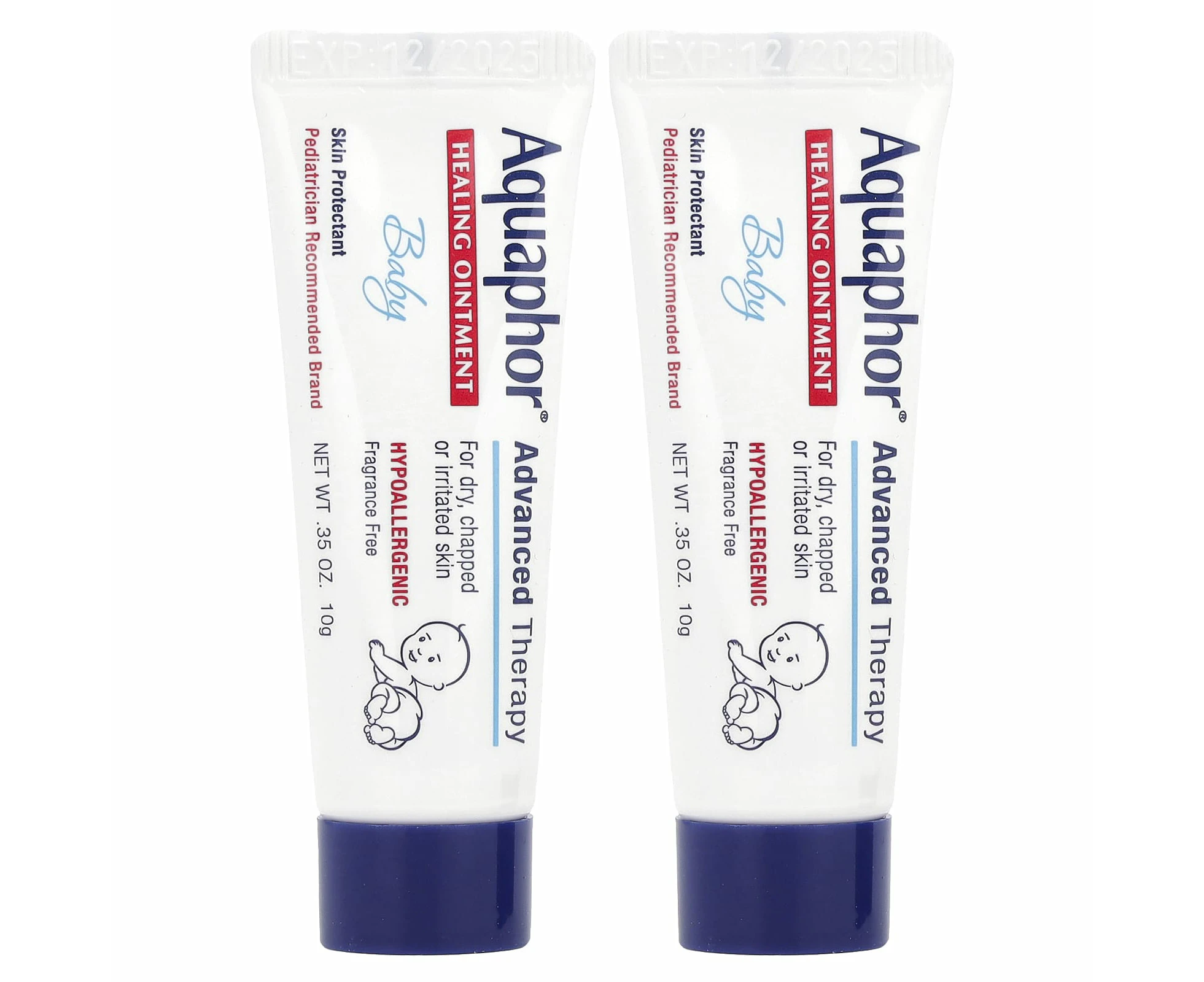 Aquaphor, Baby Healing Ointment, Fragrance Free , 2 Tubes, 0.35 oz (10 g) Each