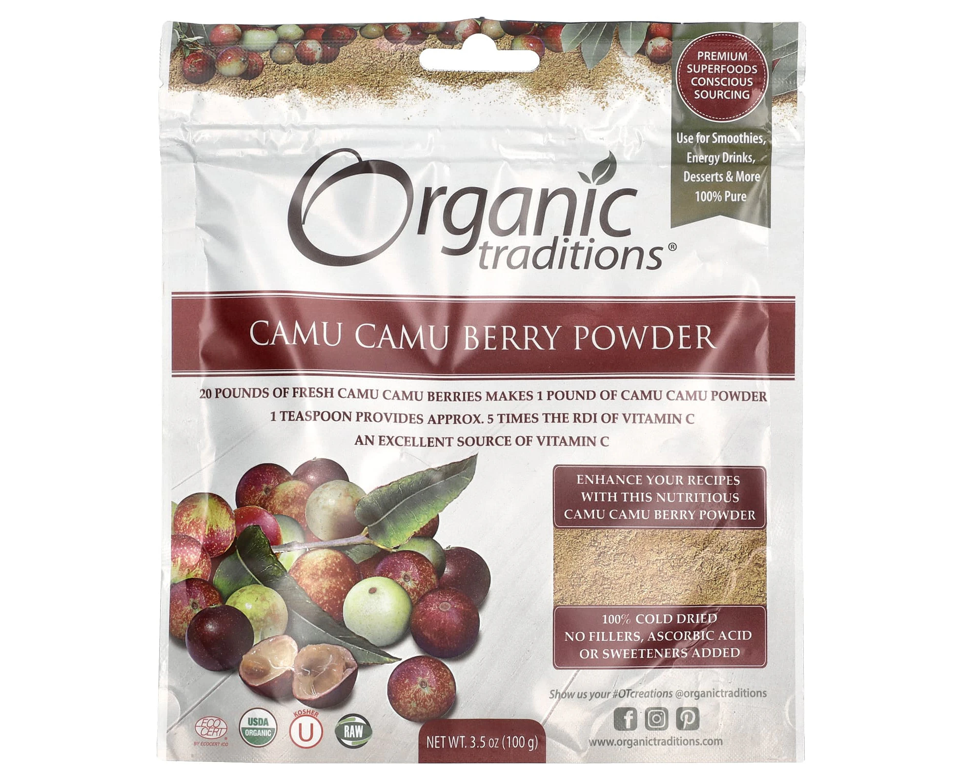 Organic Traditions, Camu Camu Berry Powder,  3.5 oz (100 g)