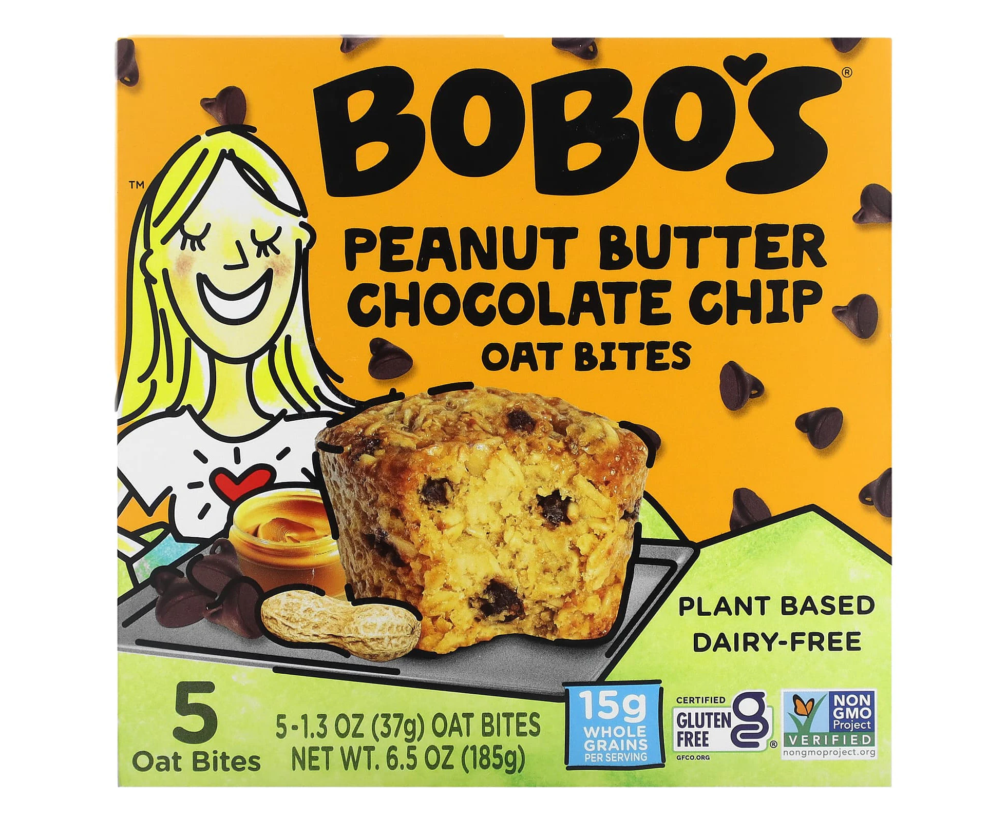 Bobo's Oat Bars, Peanut Butter Chocolate Chip Oat Bites, 5 Bites, 1.3 oz (37 g) each