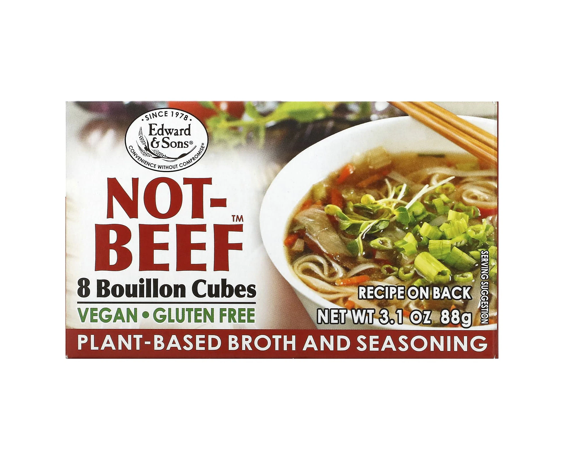 Edward & Sons, Not-Beef Bouillon Cubes, 8 Cubes, 3.1 oz (88 g)