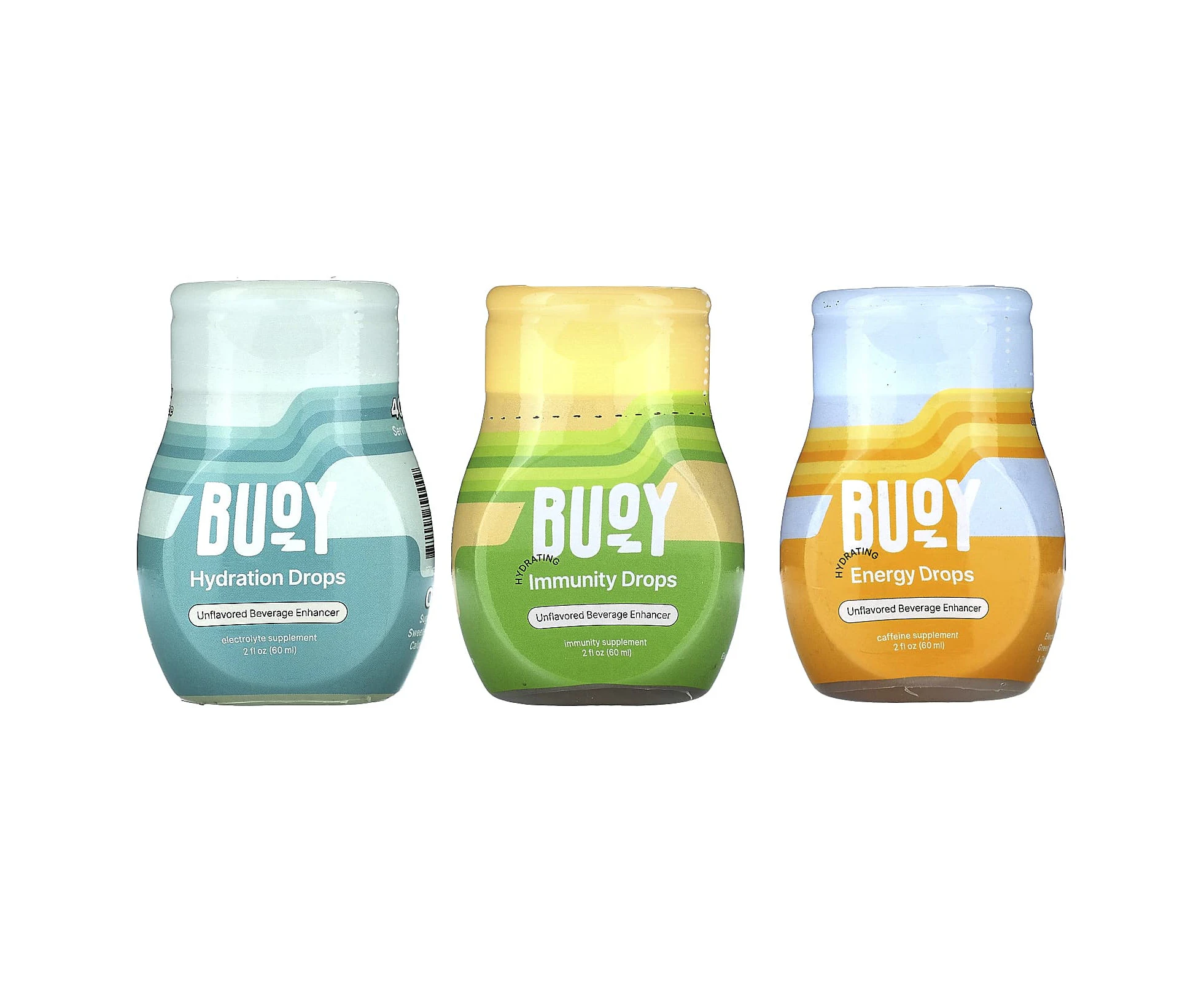 Buoy Hydration, Drops Daily Wellness Bundle, Unflavored, 3 Pack, 2 fl oz (60 ml) Each