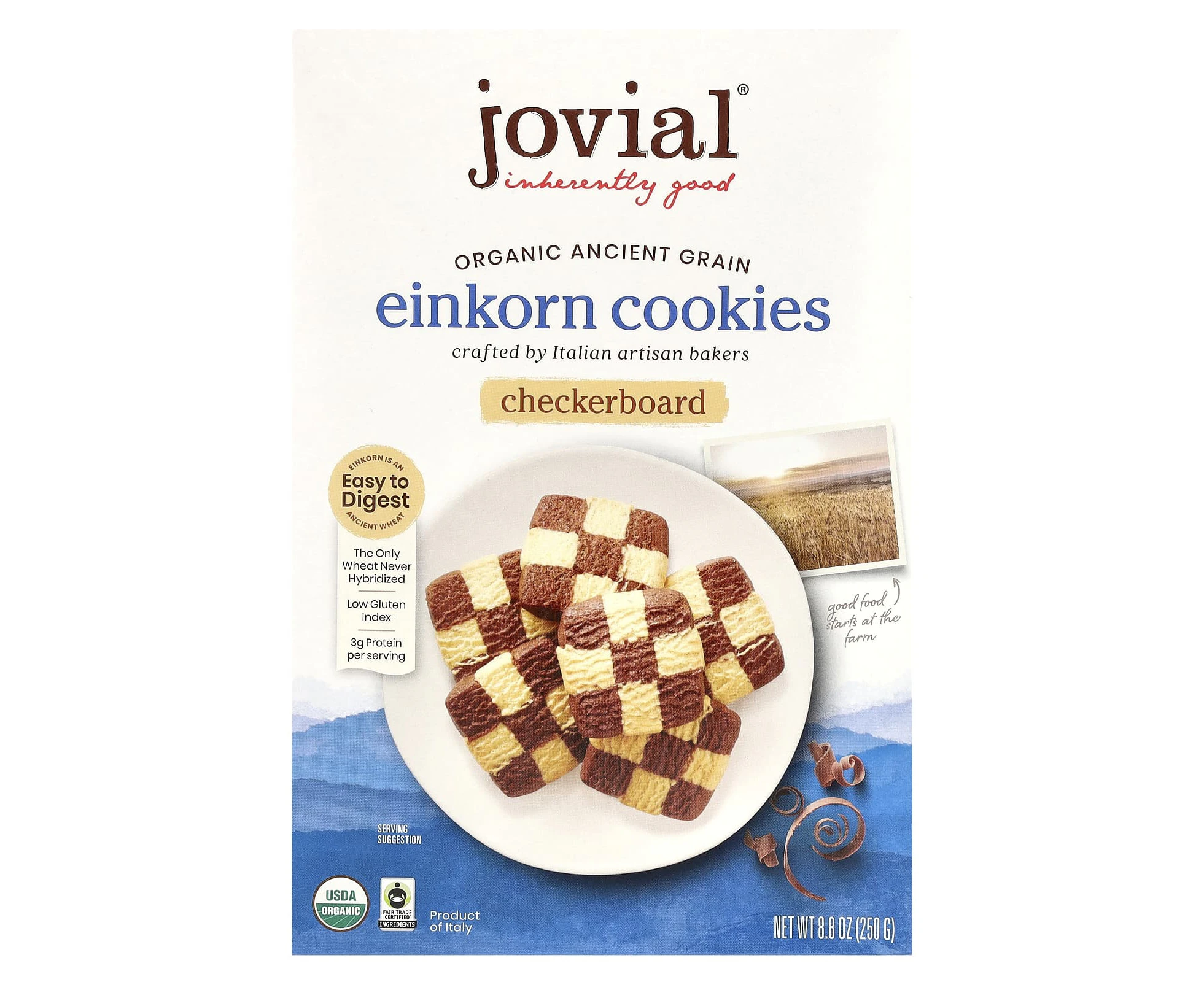 Jovial, Organic Einkorn Cookies, Checkerboard, 8.8 oz (250 g)