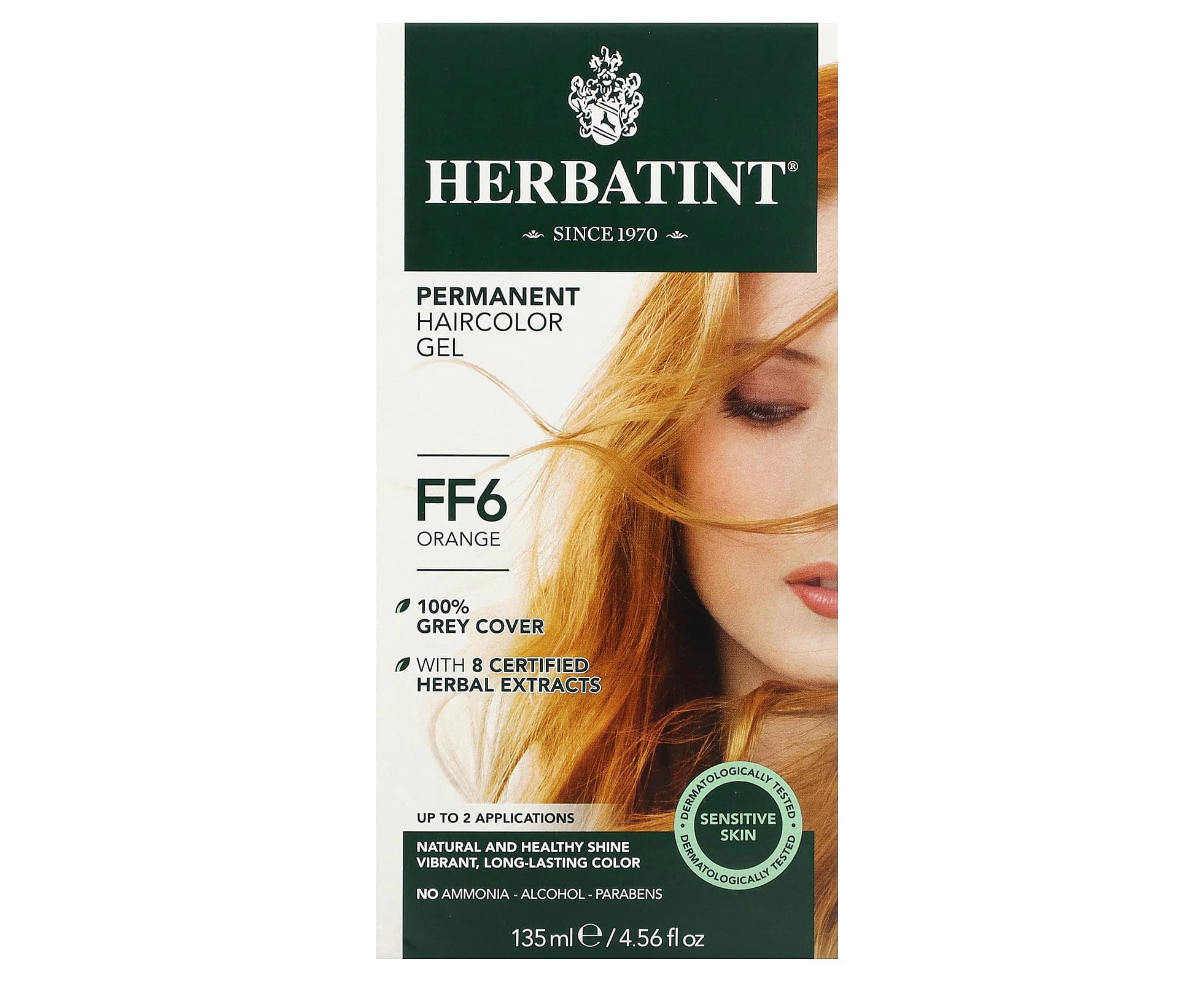 Herbatint, Permanent Haircolor Gel, FF6 Orange, 4.56 fl oz (135 ml)