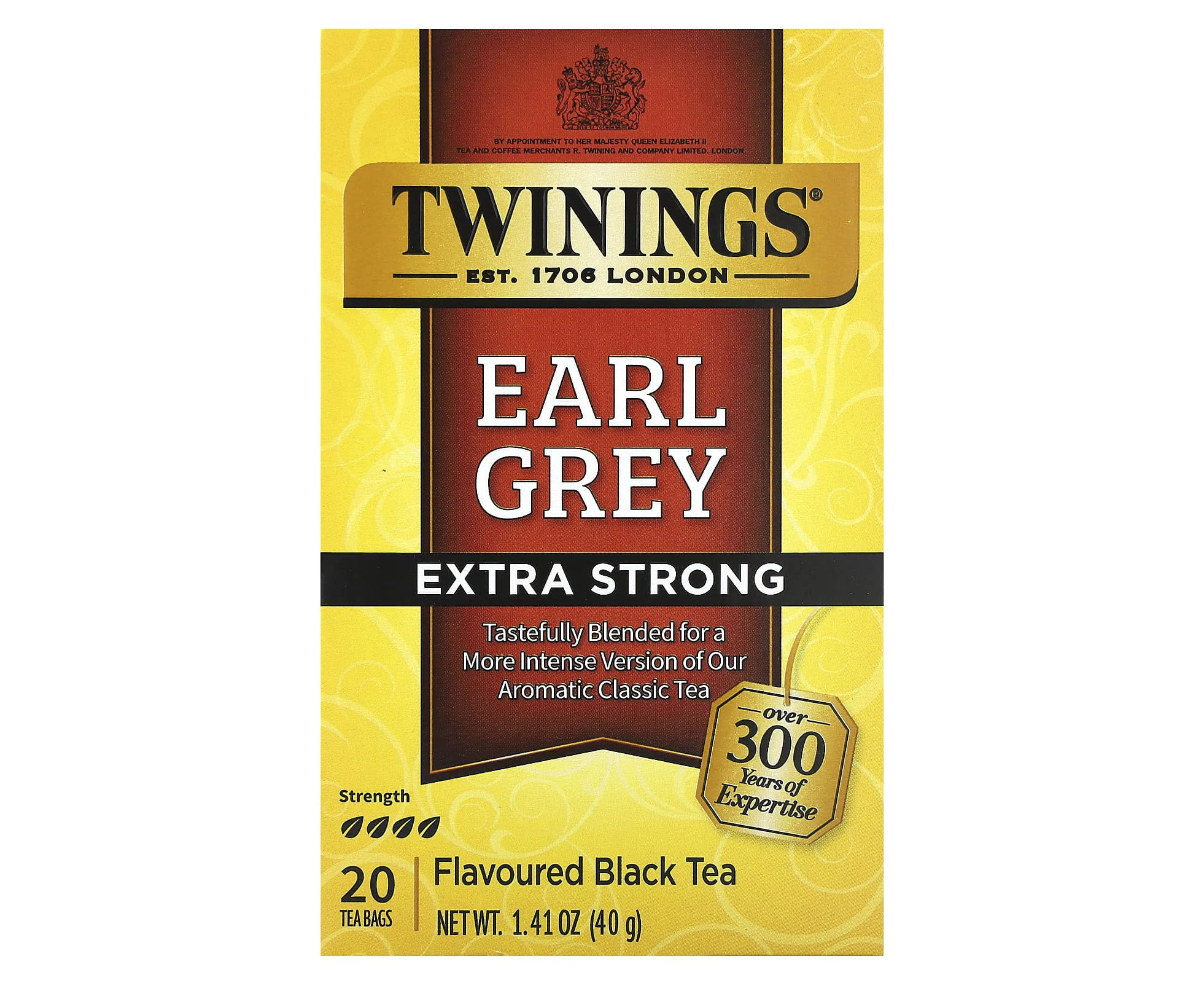 Twinings, Black Tea, Earl Grey, Extra Strong, 20 Tea Bags, 1.41 oz (40 g)