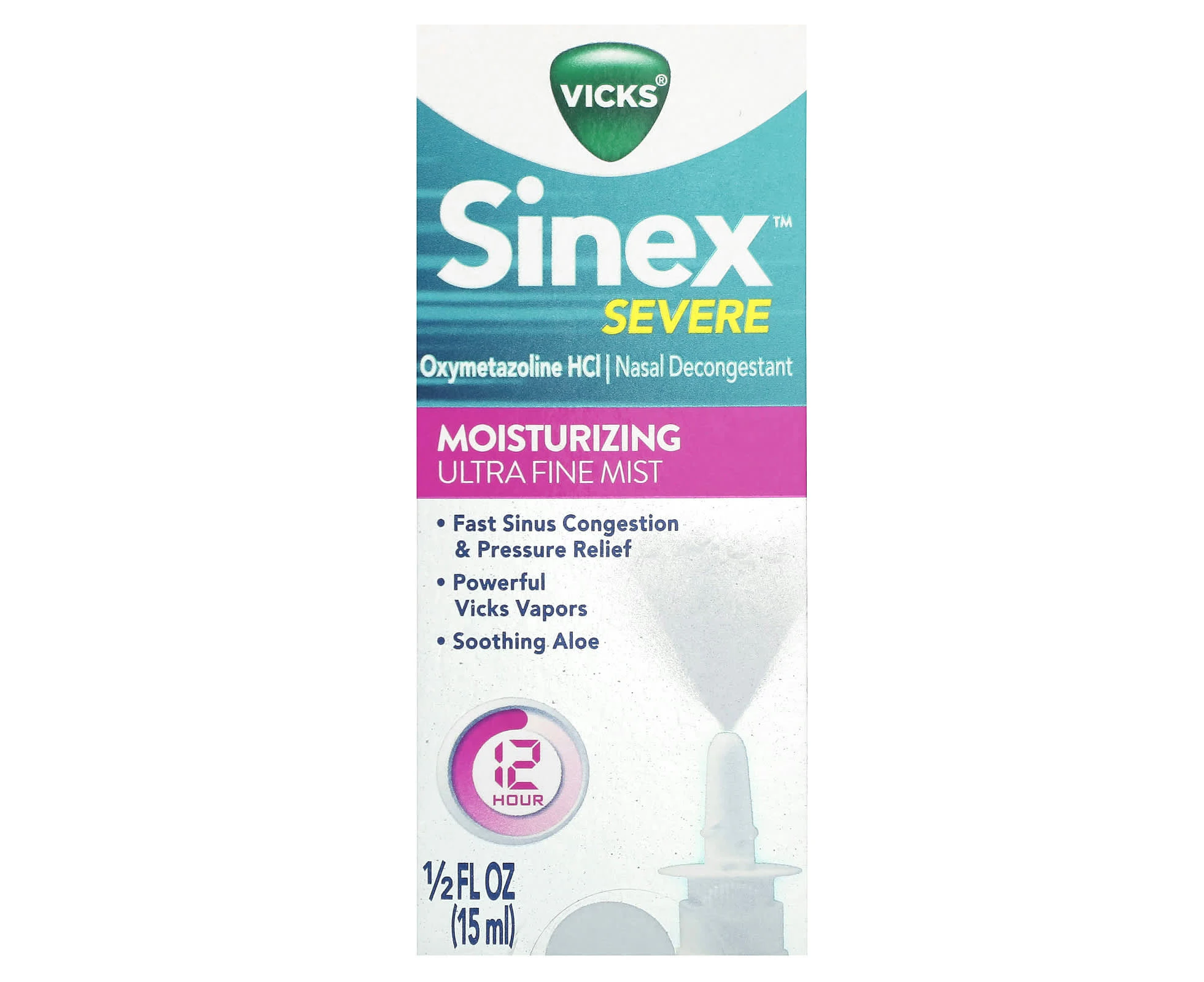 Vicks, Sinex Severe, Moisturizing Ultra Fine Mist, 0.5 fl oz (15 ml)