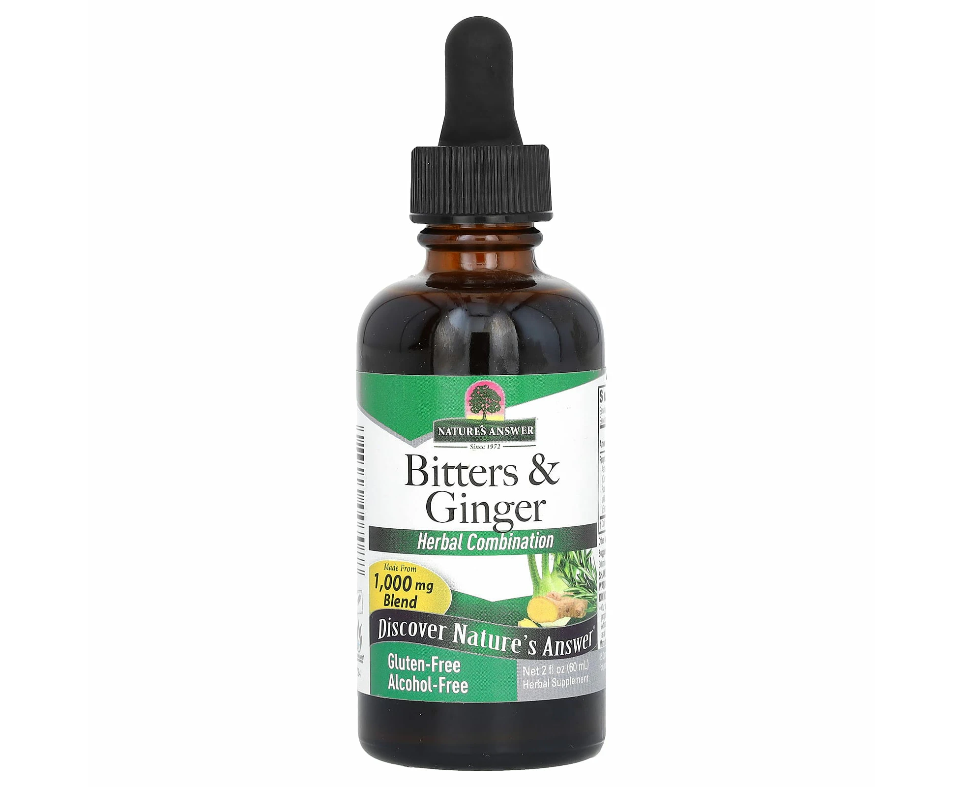 Nature's Answer, Bitters & Ginger, Alcohol-Free, 1,000 mg , 2 fl oz (60 ml)