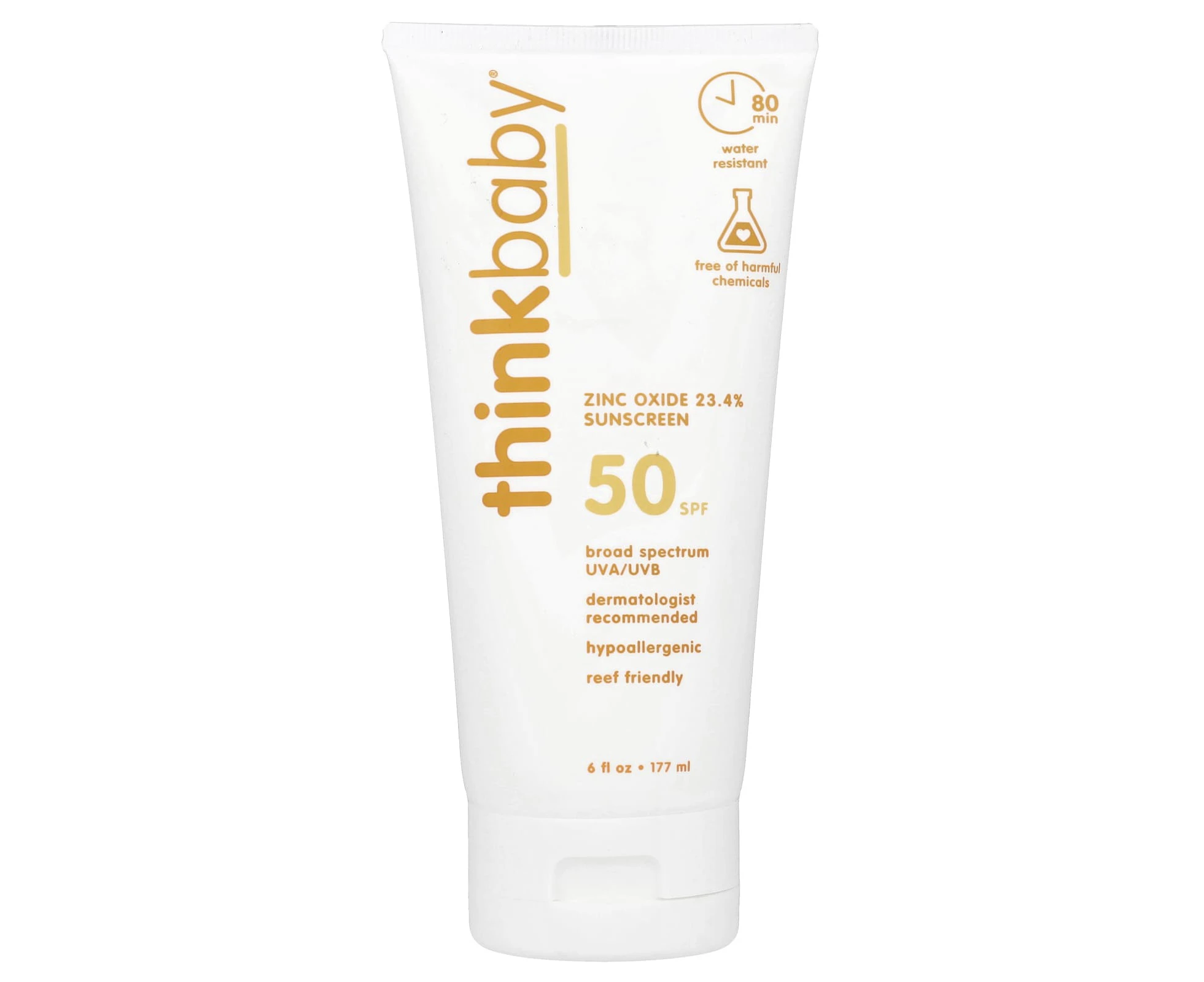 think, Thinkbaby, Zinc Oxide 23.4% Sunscreen, SPF 50, 6 fl oz (177 ml)