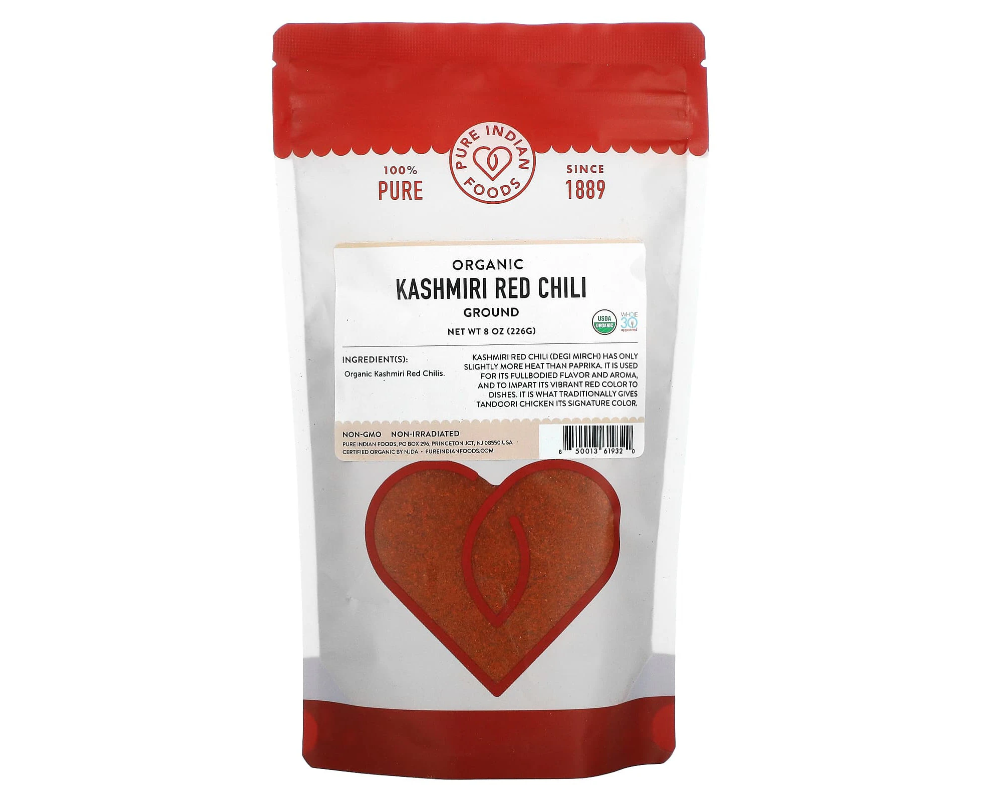 Pure Indian Foods, Organic Kashmiri Red Chili, Ground, 8 oz (226 g)