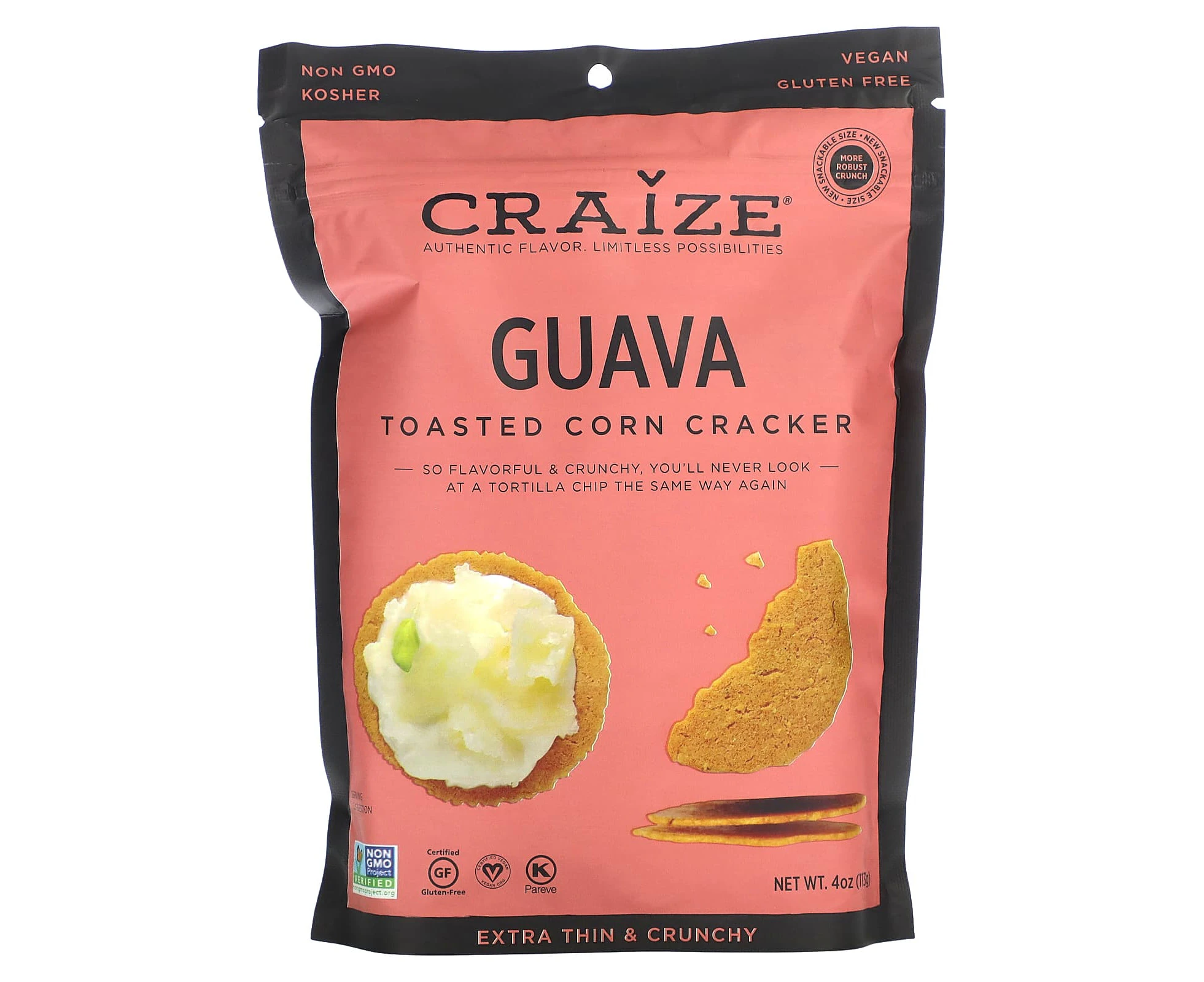 Craize, Toasted Corn Cracker, Guava, 4 oz (113 g)