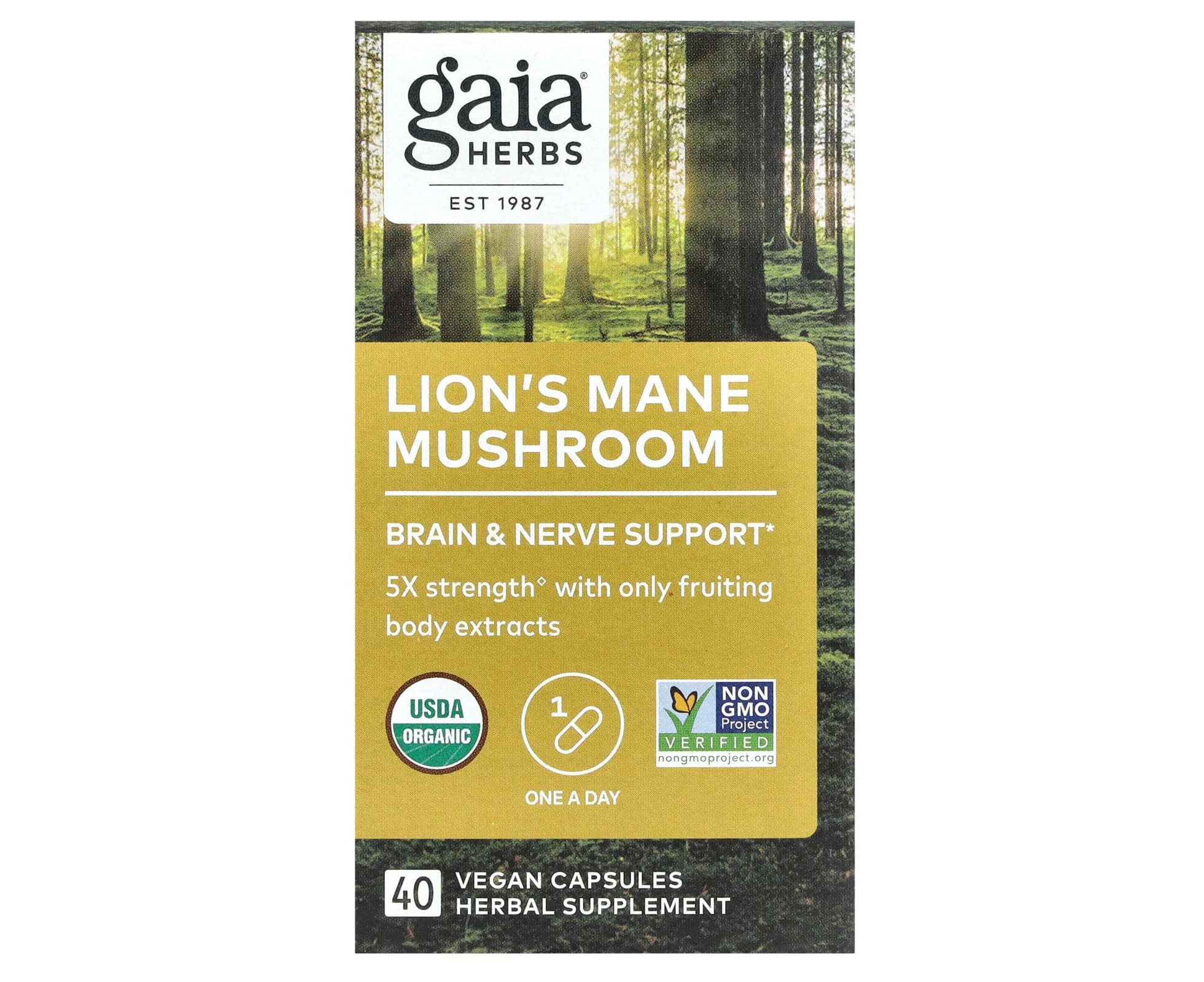 Gaia Herbs, Lion's Mane Mushroom, 40 Vegan Capsules