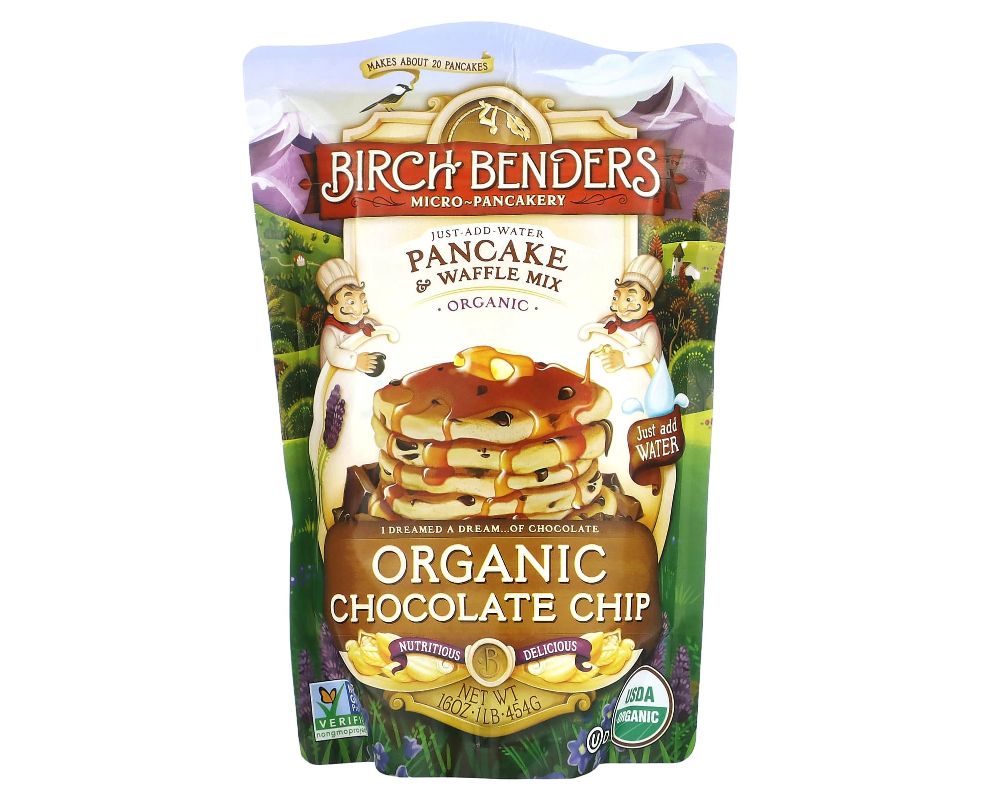 Birch Benders, Pancake & Waffle Mix, Organic Chocolate Chip, 1 lb (454 g)