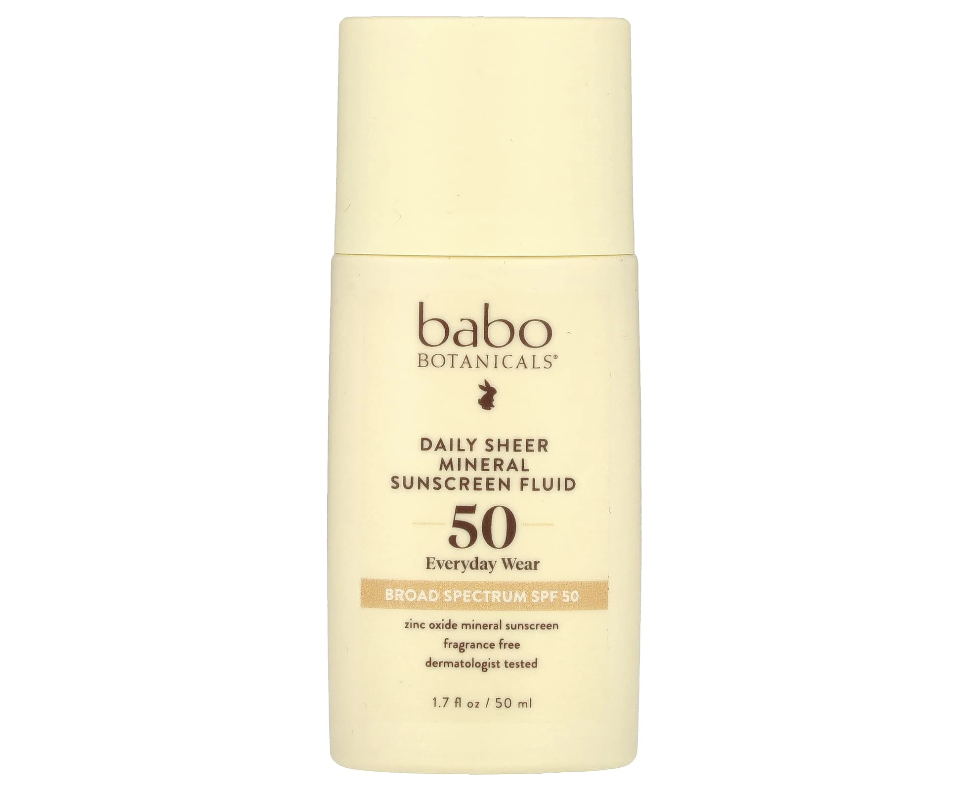 Babo Botanicals, Daily Sheer Mineral Sunscreen Fluid, SPF 50, Fragrance Free, 1.7 fl oz (50 ml)