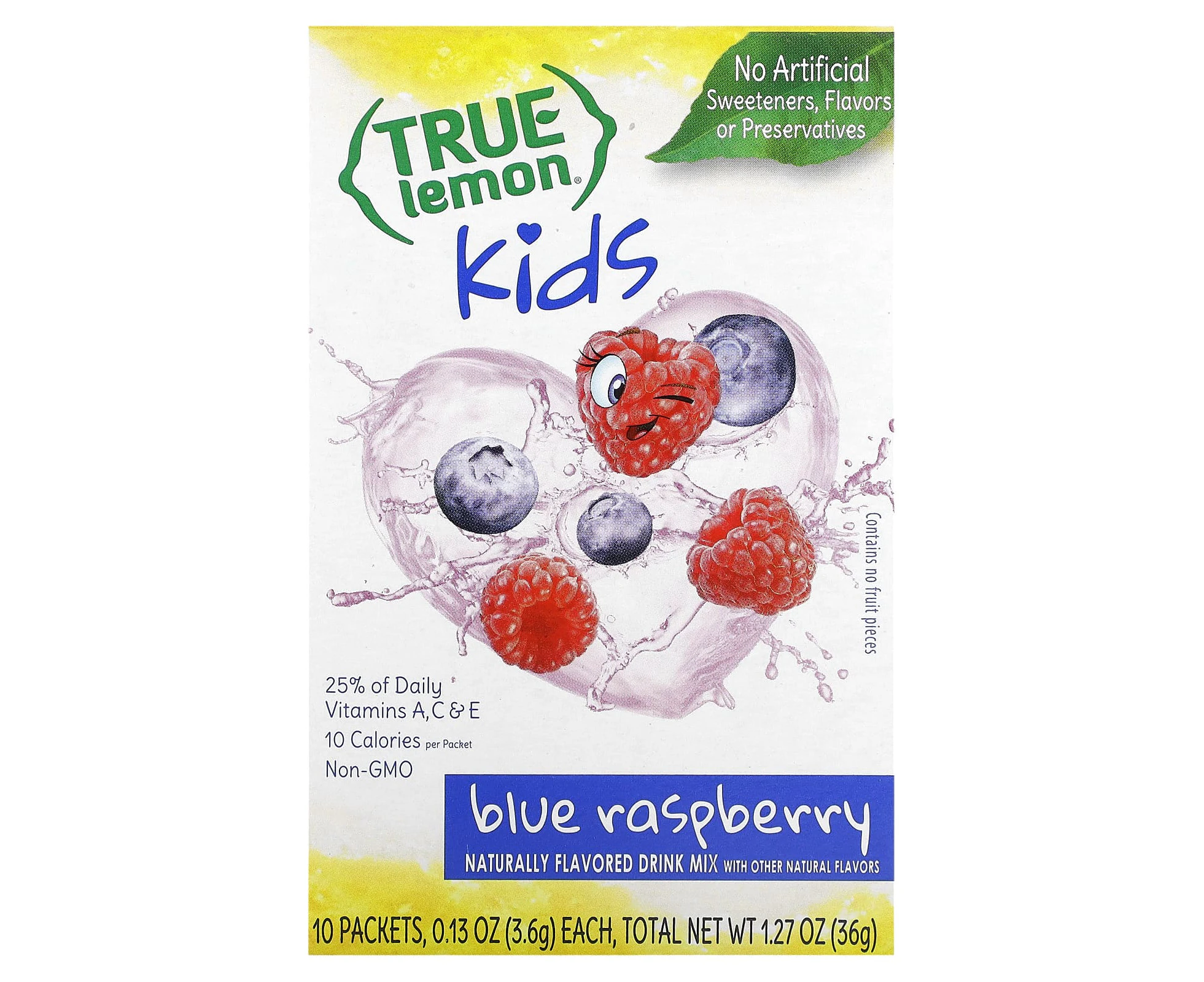 True Citrus, True Lemon, Kids Drink Mix, Blue Raspberry, 10 Packets, 0.13 oz (3.6 g) Each