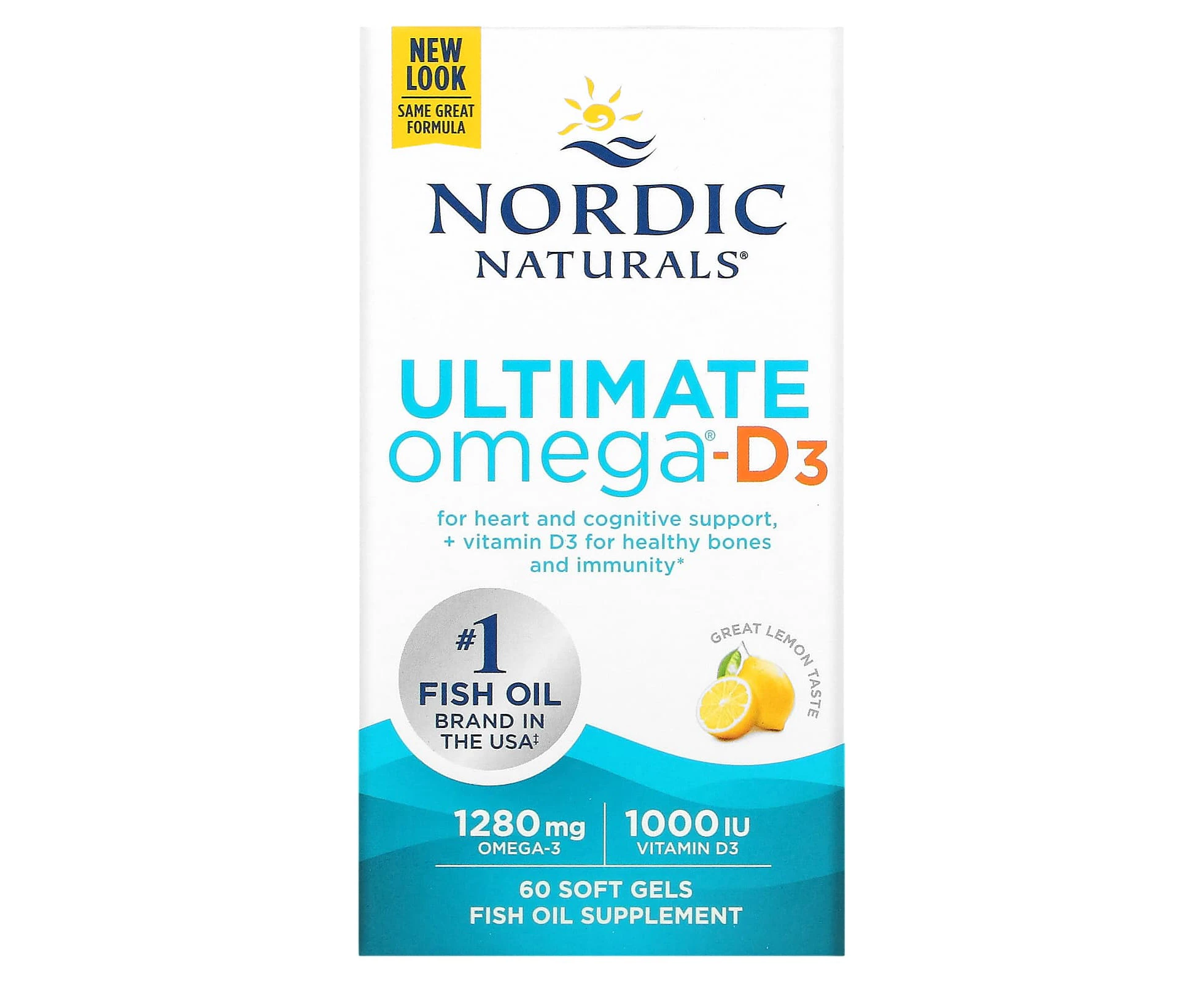 Nordic Naturals, Ultimate Omega-D3, Lemon, 60 Soft Gels