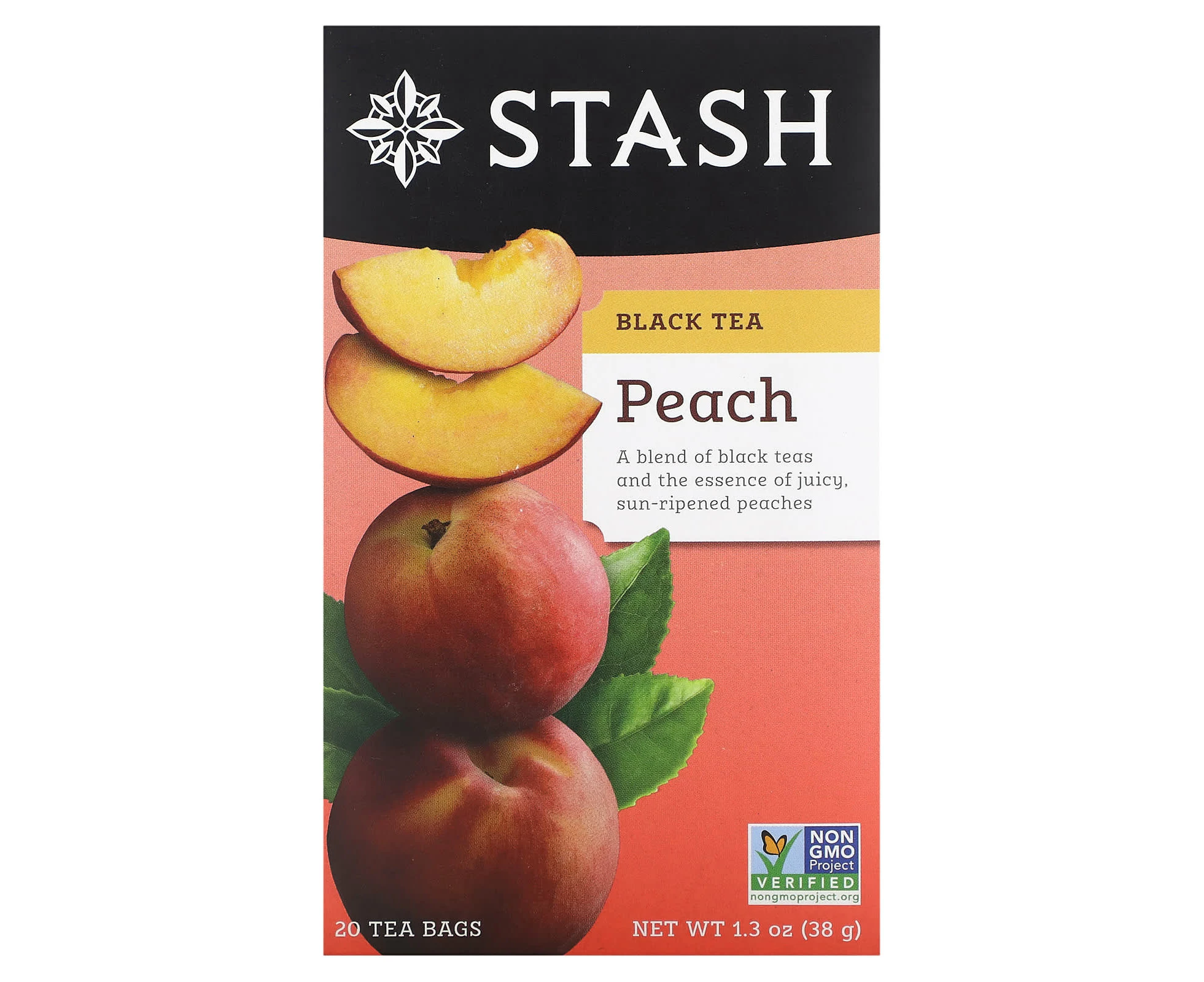 Stash Tea, Black Tea, Peach, 20 Tea Bags, 1.3 oz (38 g)