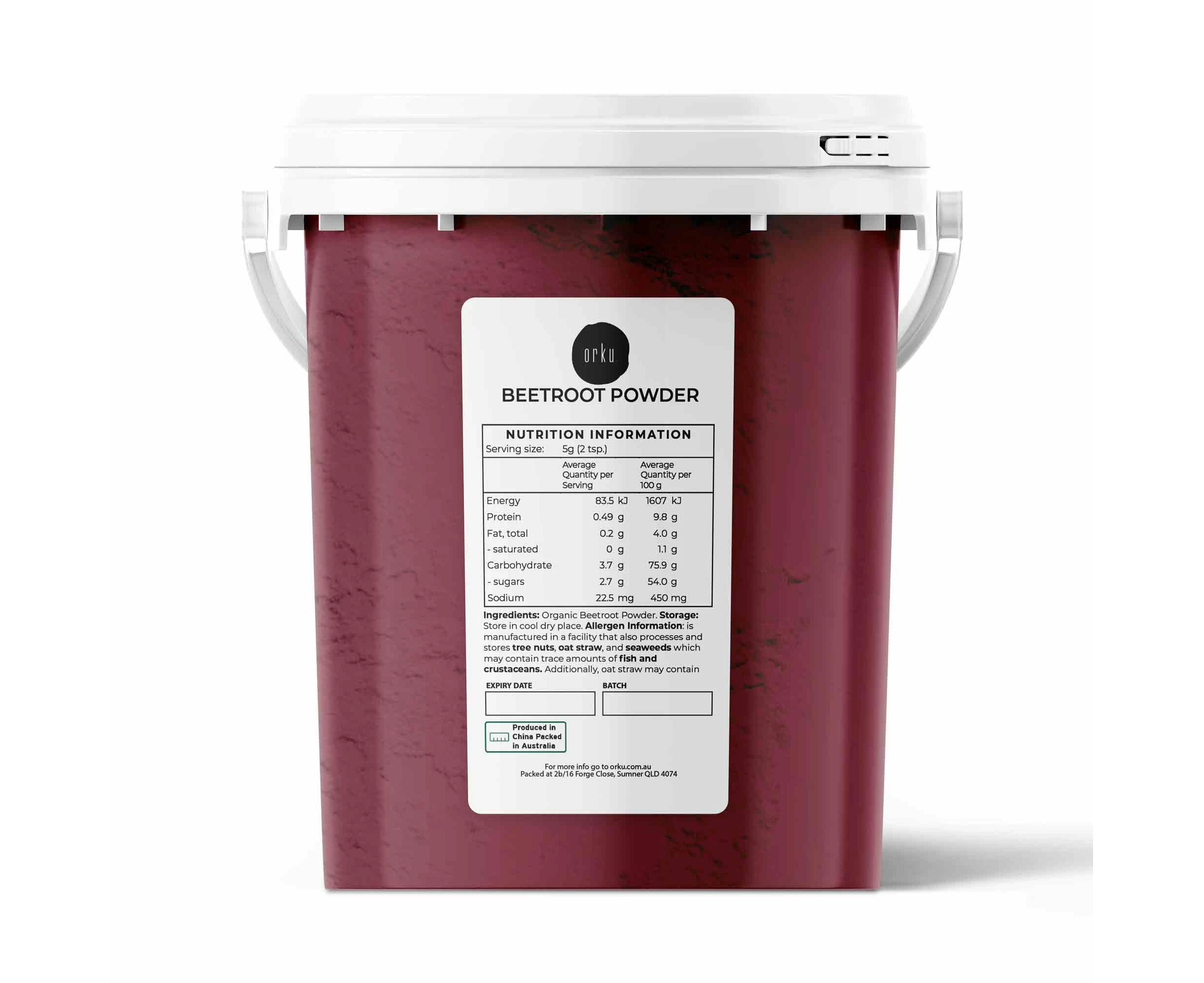 800g Organic Beetroot Powder Bucket Superfood Beet Root Supplement Beta Vulgaris