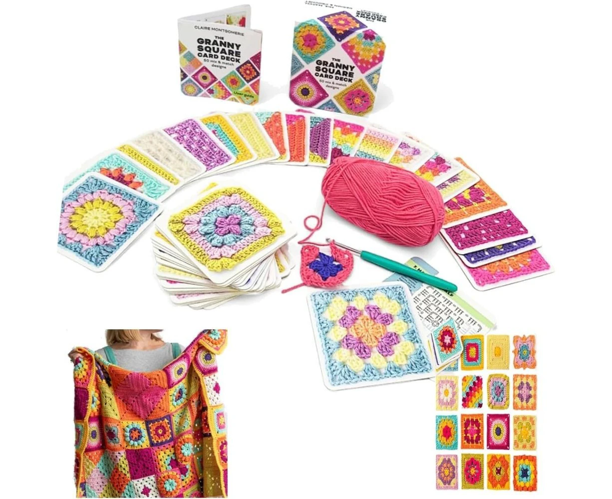 The Granny Square Card Deck DIY Grandma Knitted Pattern Set 50 Mix & Match Designs Mix and Match Design Granny Square Card Deck