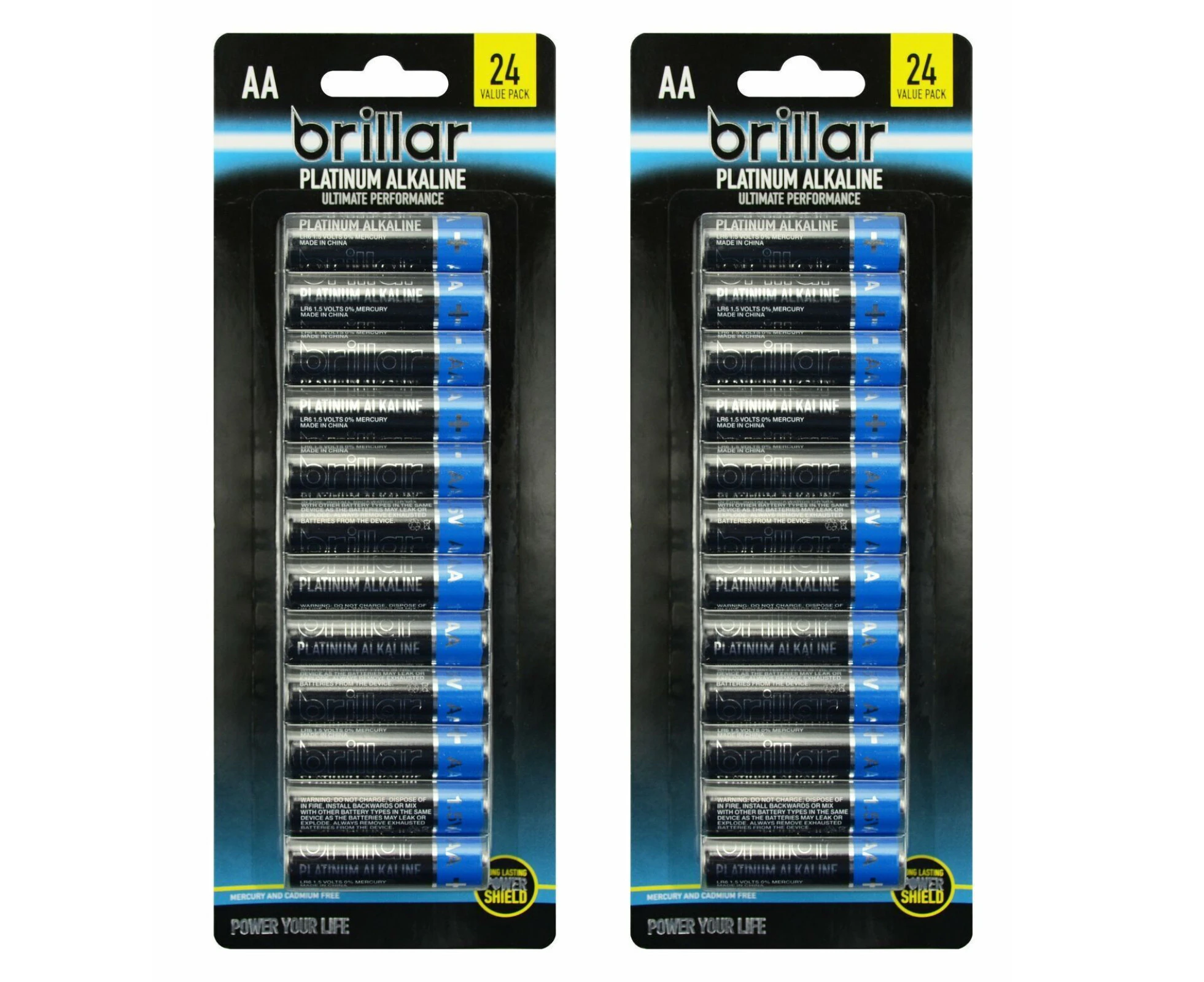 2 Packs of 24 Brillar AA Platinum Alkaline Batteries Long Lasting Power Home