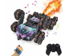 2.4GHz Remote Hand Control 8 Wheels Stunt Car Toys Gesture Sensing Remote Control Car Toy Purple