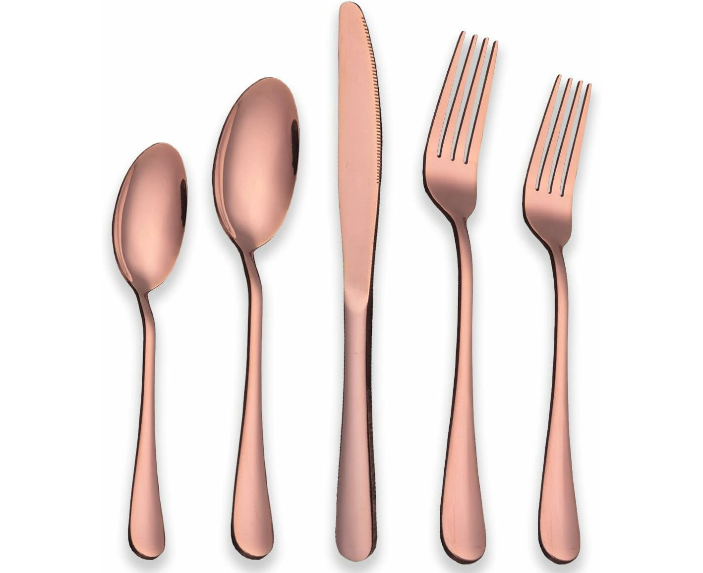 Stainless Steel Copper Color Flatware Set Rose Gold,20 Piece Rose Gold Plated Stainless Steel Silverware Set Cutlery Sets,Service For 4 (20 Piece),20 Piece