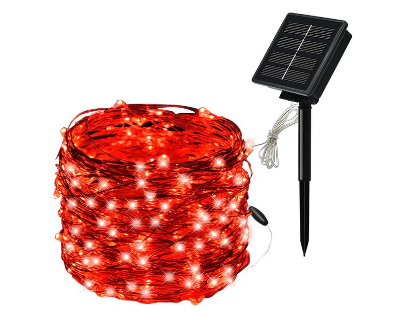 10M Solar Powered Fairy String Lights 100 LEDs Outdoor Garden Christmas Party Decor -Red