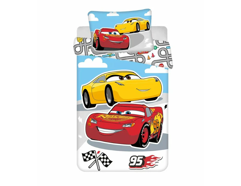 Disney Cars Lightning McQueen Road Quilt Cover Set - Toddler Bed Size