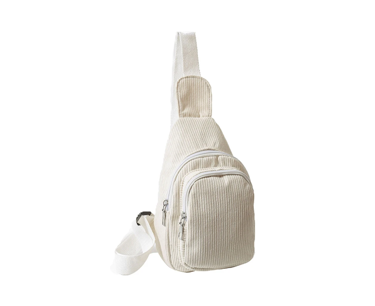 Corduroy chest bag-white - White