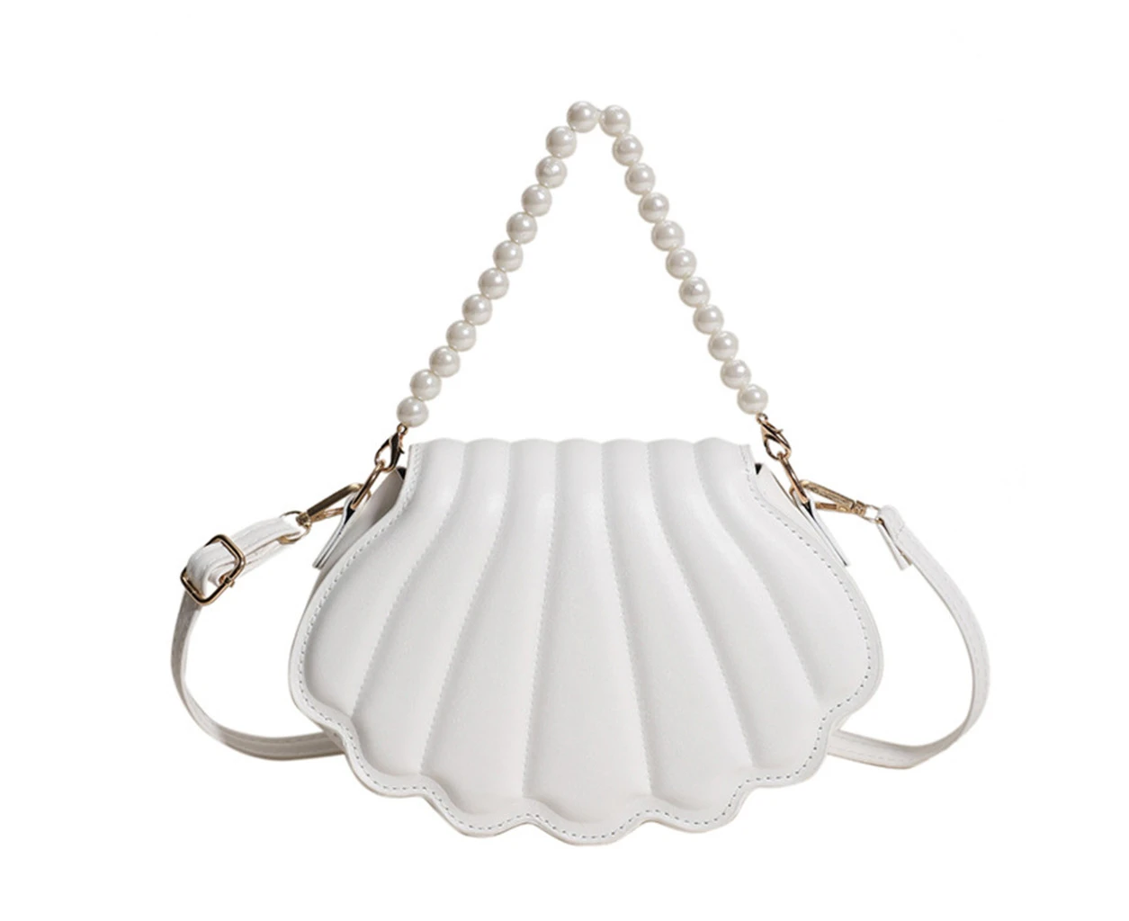 Popular pearl Shell handbag-white - White