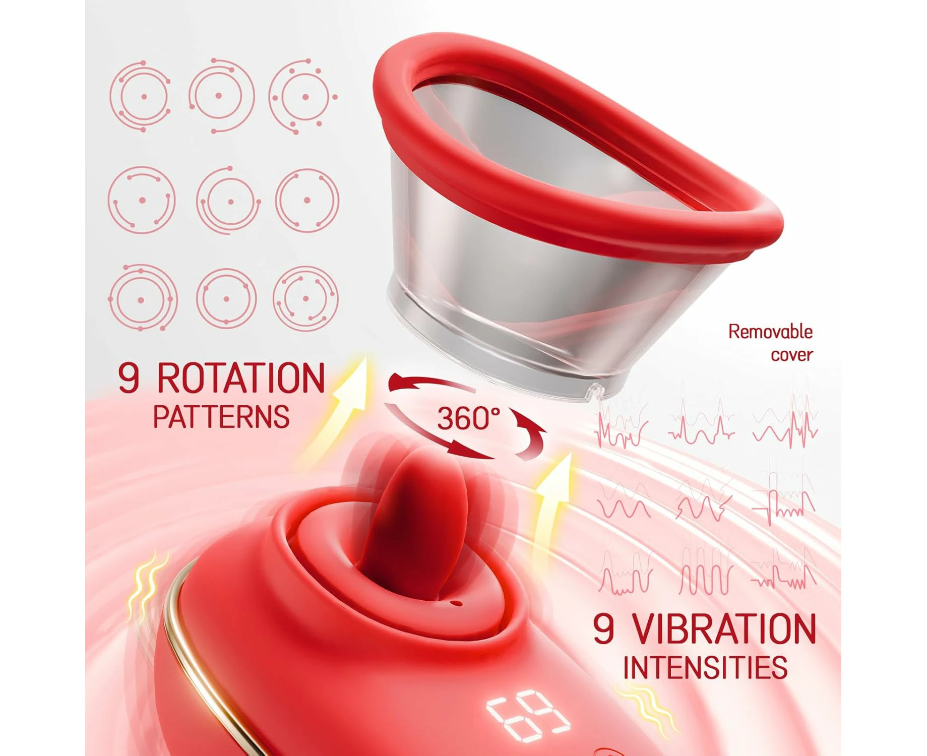 Sucking Vibrator, Female Sex Toys Vibrators with 9 Tongue Licking & Vibrating Modes Rose Sex Toy, 3 Suction Adult Toys Clitoral Vibrators, G Spot Vibrator