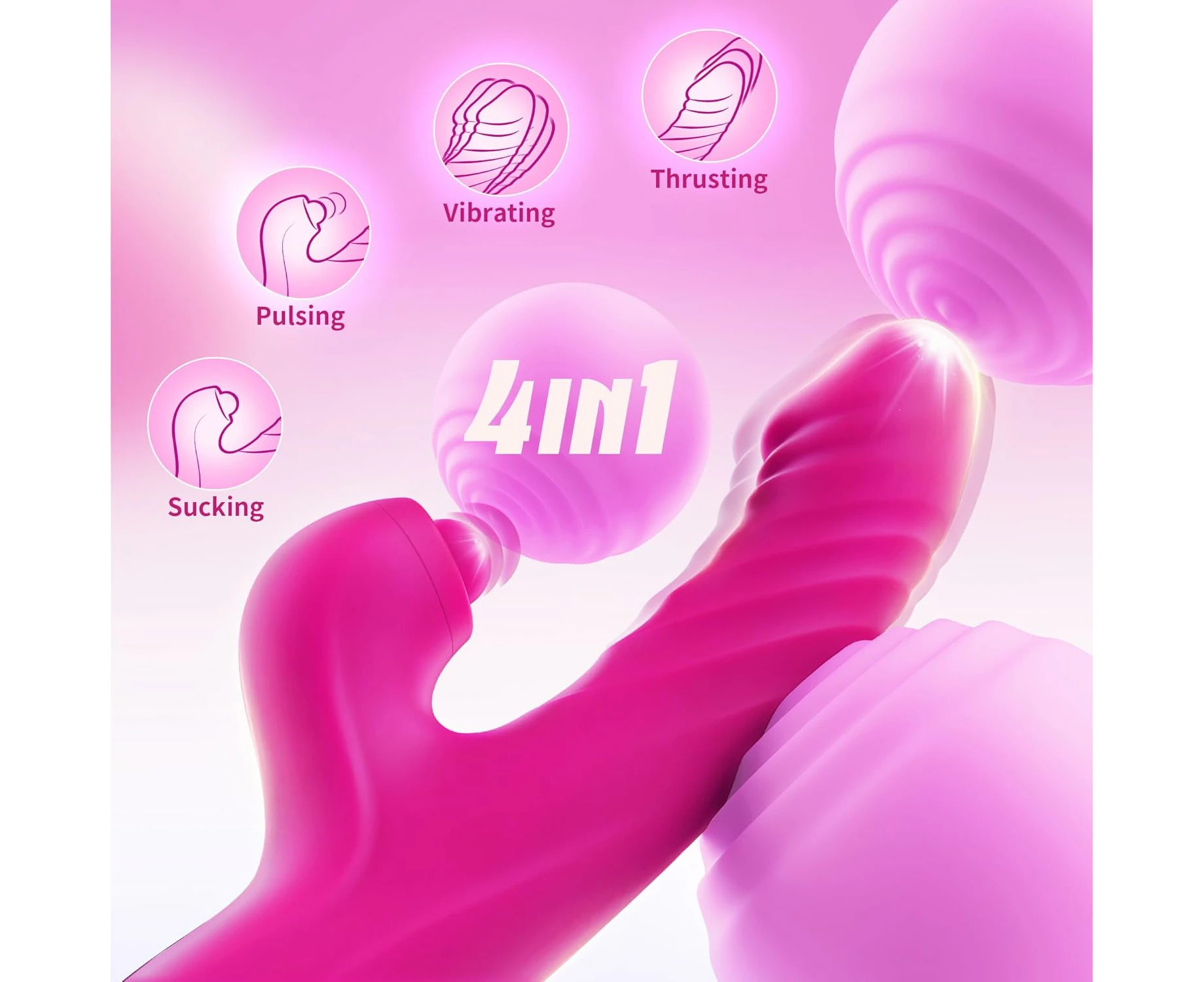 Vibrator Thrusting Dildo for Women - G Spot Vibrator Clitoral Stimulator Sex Toys Dildos Vibrator with 10 Vibration 7 Thrust Mode with Licking, Rabbit