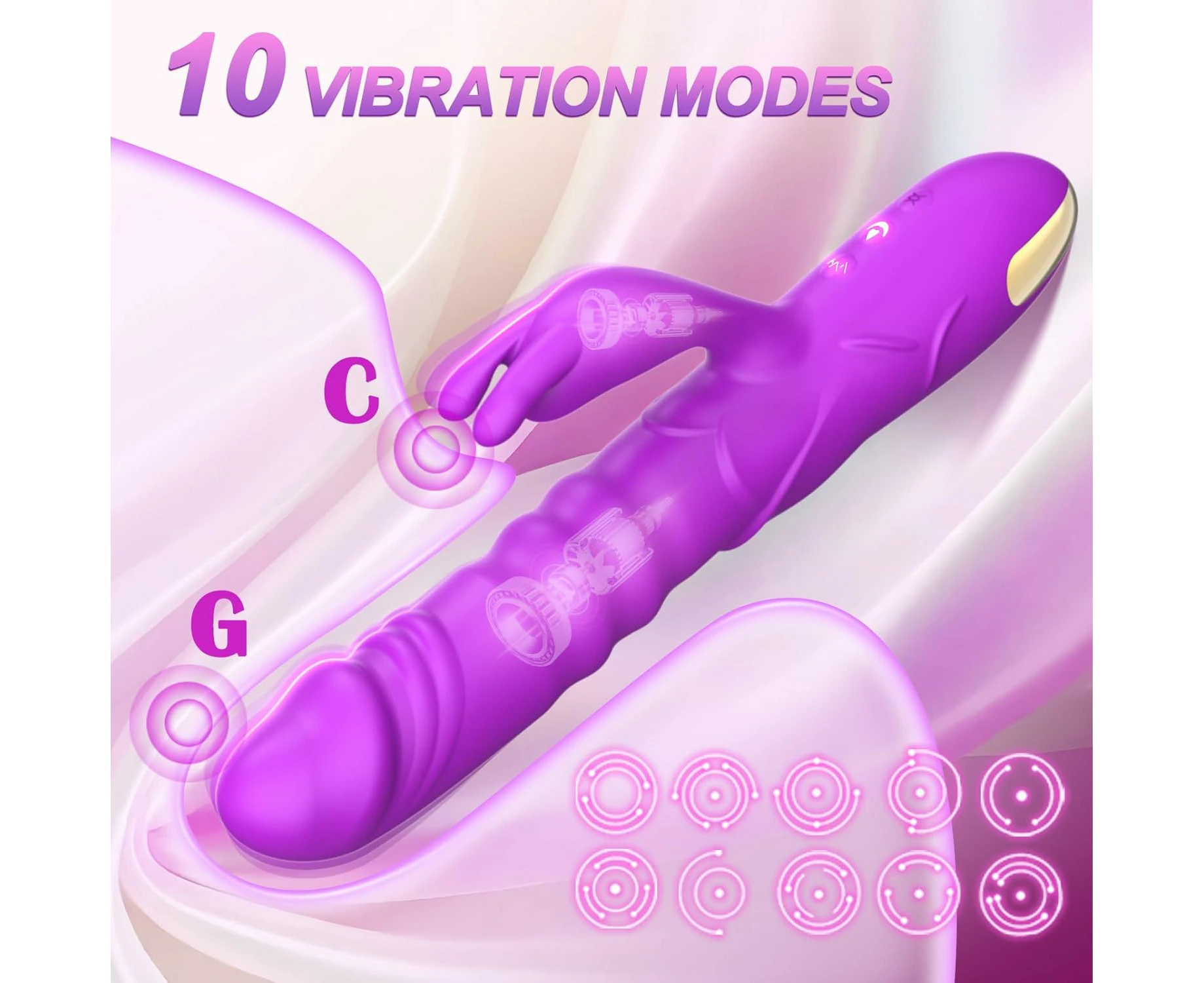 Sex Toys Thrusting Rabbit Vibrator for Women, G Spot Clitoral Vibrator Realistic Silicone Dildo Vibrator with 3 Thrusts 10 Vibrations, Adult Sex Toys for