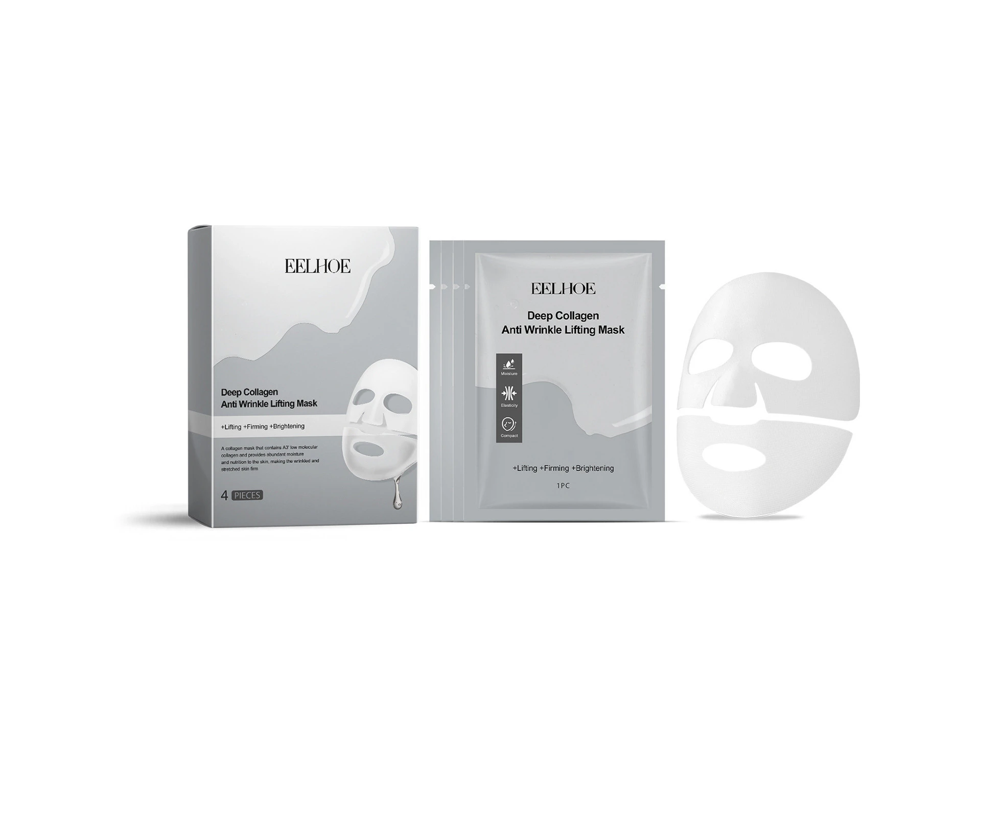 Collagen Mask Hydrating, Rejuvenating, Firming, Brightening, Skin Care, Moisturizing, Gentle Care Mask 4Pcs