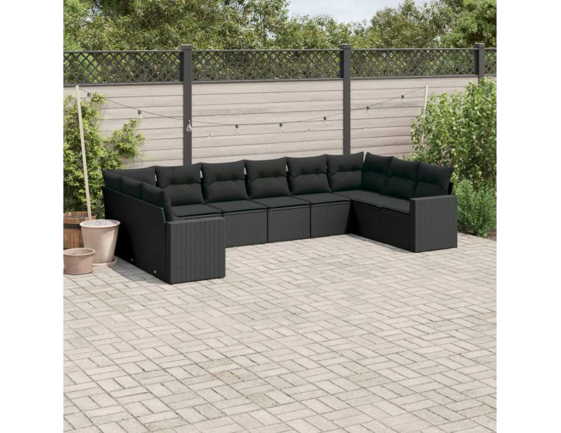 10 Piece Garden Sofa Set With Cushions Poly Rattan