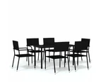 7 Piece Garden Dining Set Black