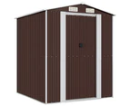 vidaXL Garden Shed Dark Brown Galvanised Steel Outdoor Storage Multi Sizes