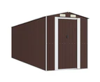 vidaXL Garden Shed Dark Brown Galvanised Steel Outdoor Storage Multi Sizes