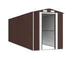 vidaXL Garden Shed Dark Brown Galvanised Steel Outdoor Storage Multi Sizes