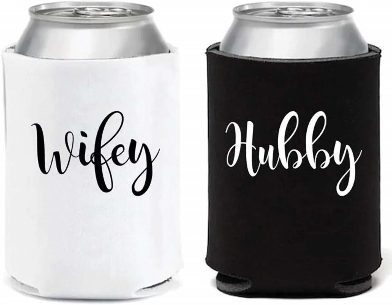 Hubby and Wifey Stubby Holders Wedding Gifts For Him Her Bride Groom Couple